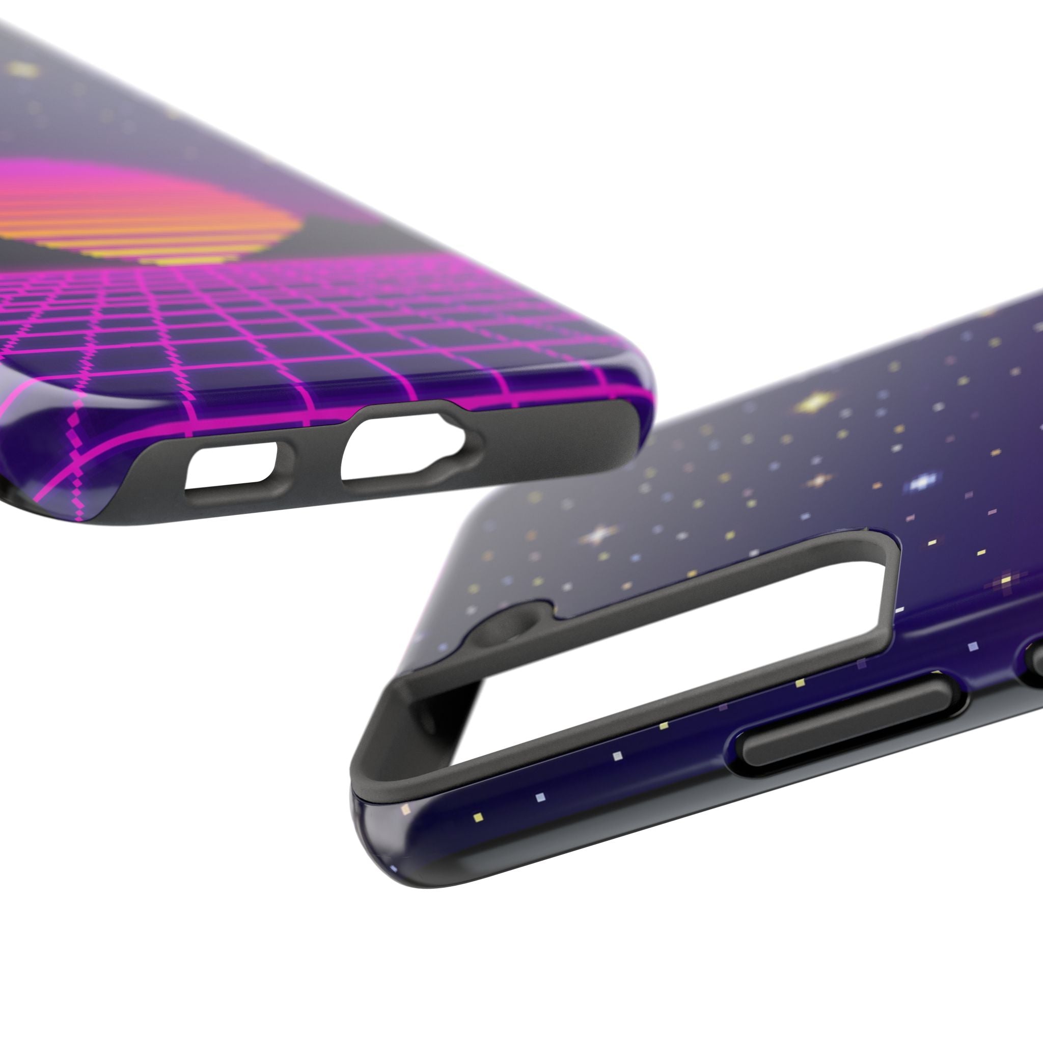 Retro Pixel Neon Grid — Tough Phone Case