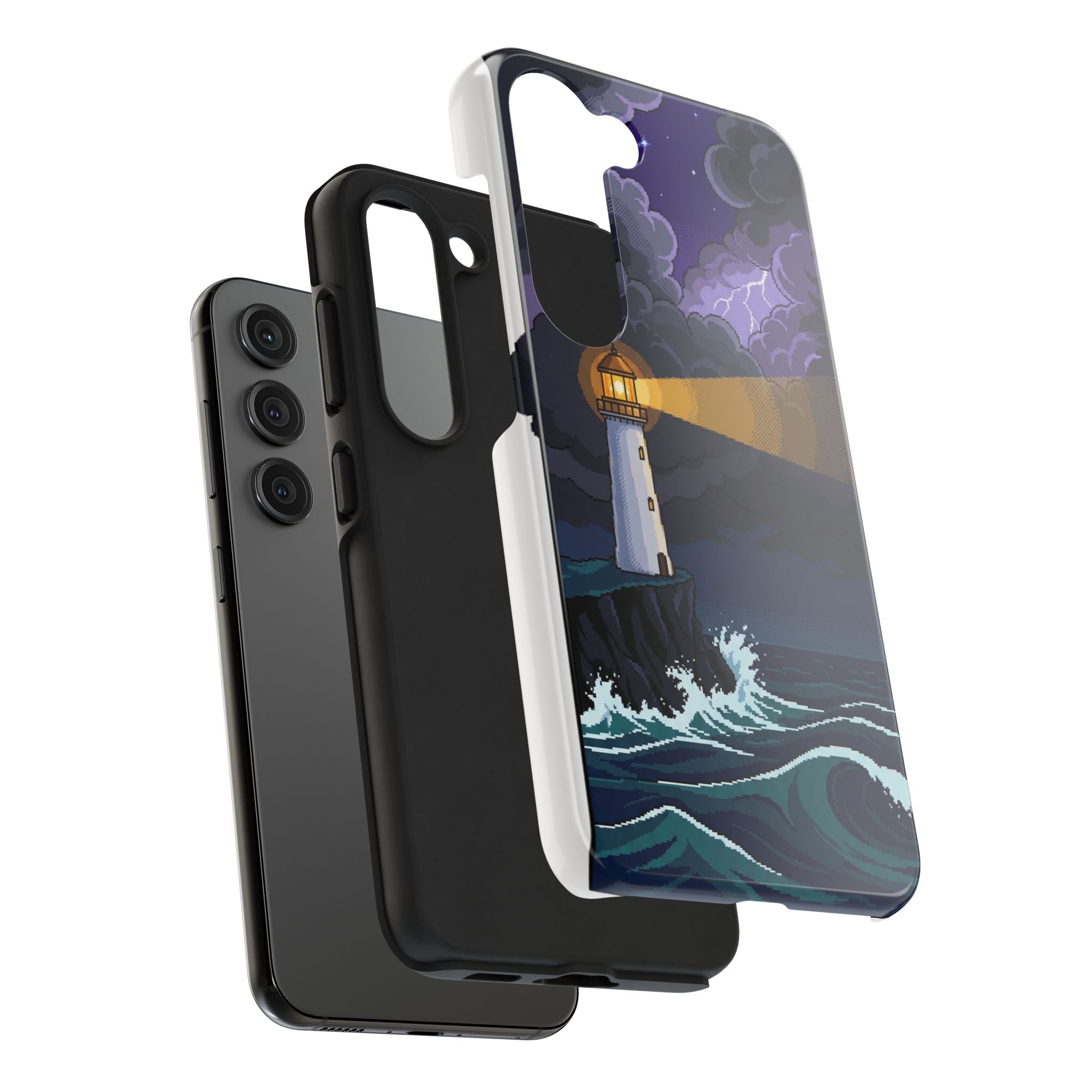 Retro Pixel Lighthouse in the Storm — Tough Phone Case