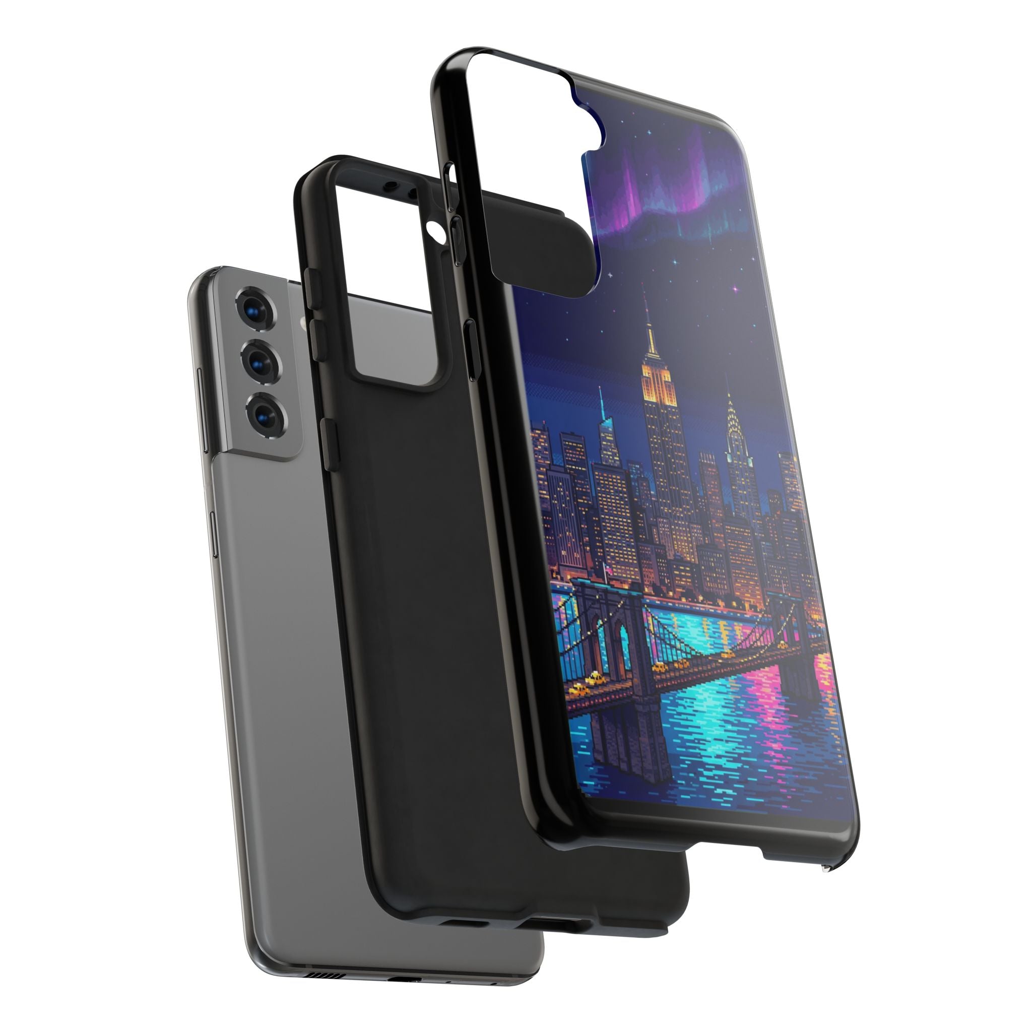 Retro Pixel NYC Skyline at Night — Tough Phone Case