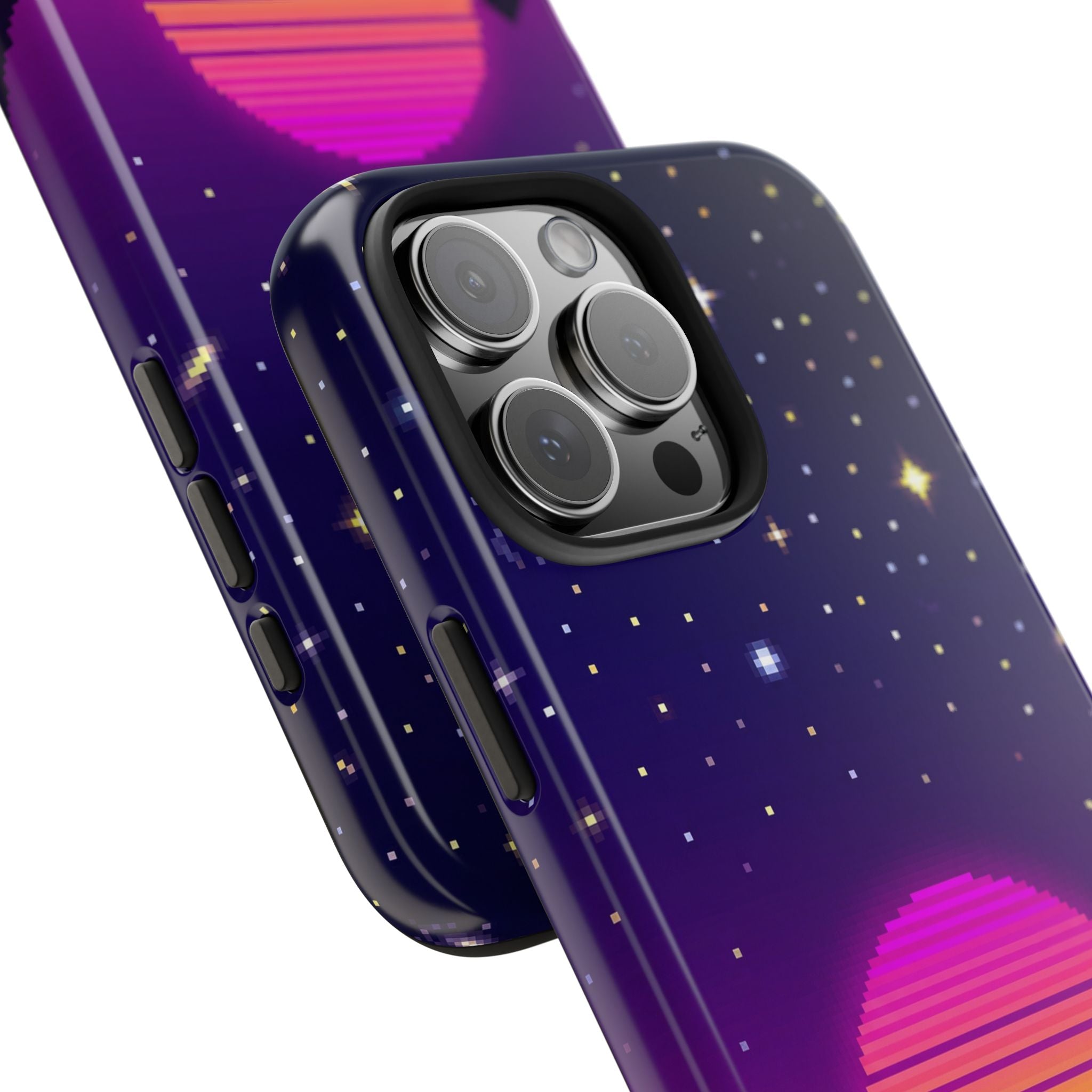 Retro Pixel Neon Grid — Tough Phone Case