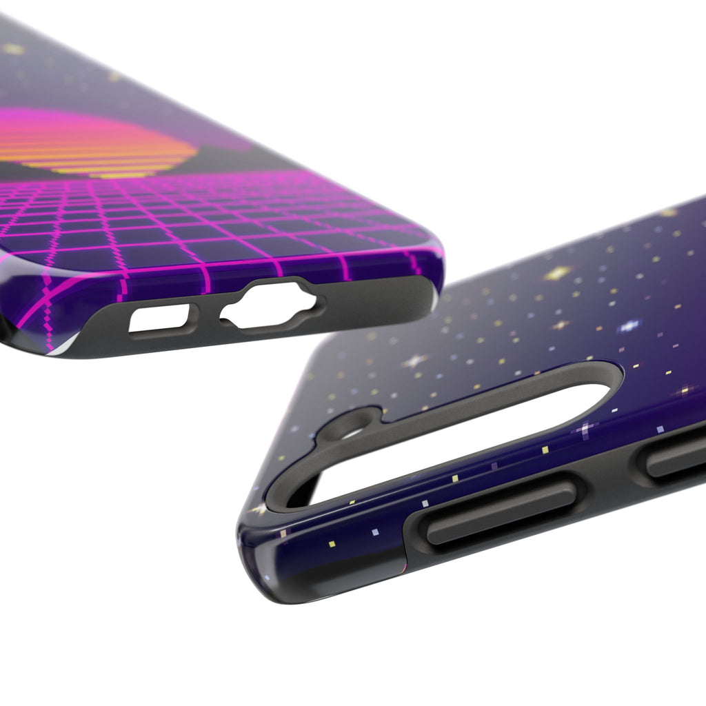 Retro Pixel Neon Grid — Tough Phone Case