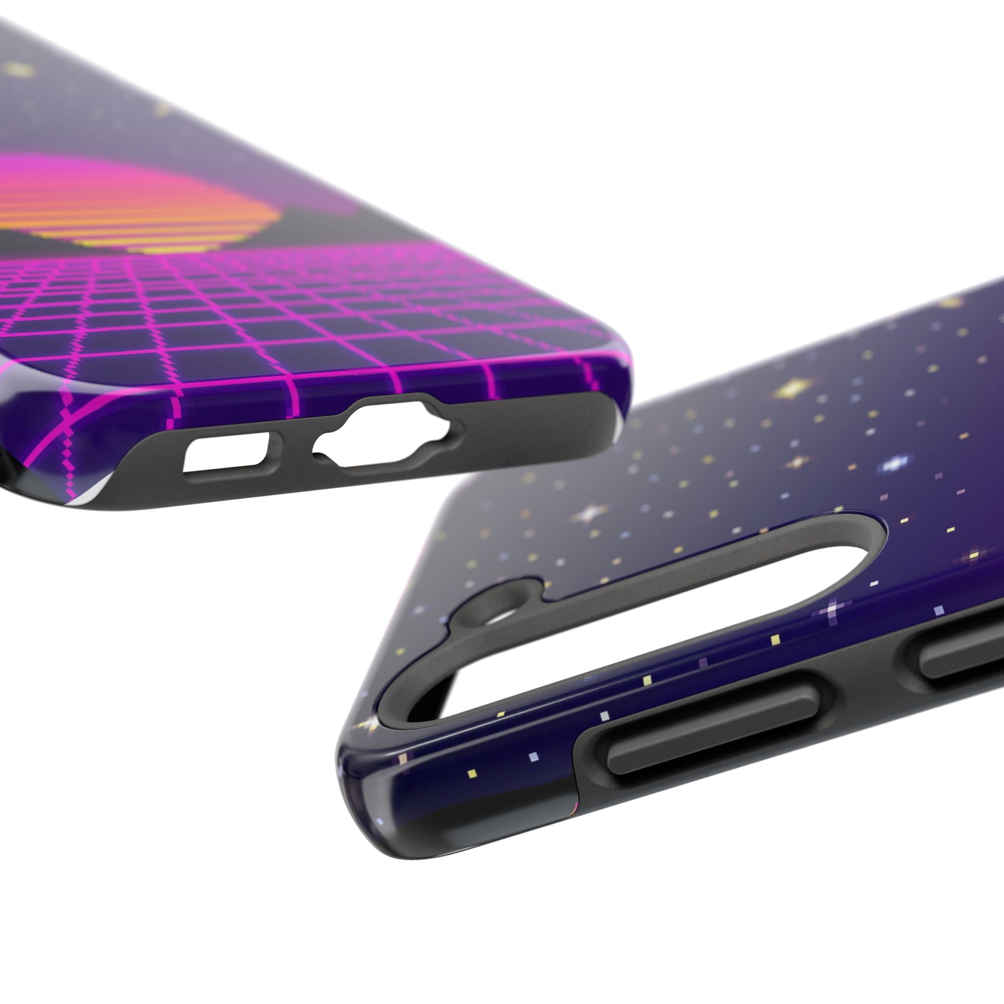 Retro Pixel Neon Grid — Tough Phone Case