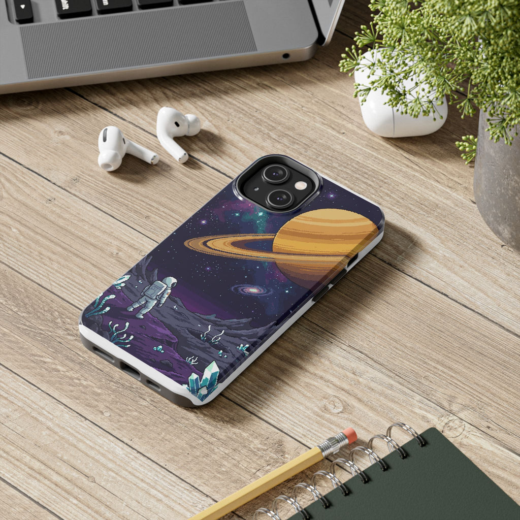 Retro Pixel Astronaut on an Alien World — Tough Phone Case