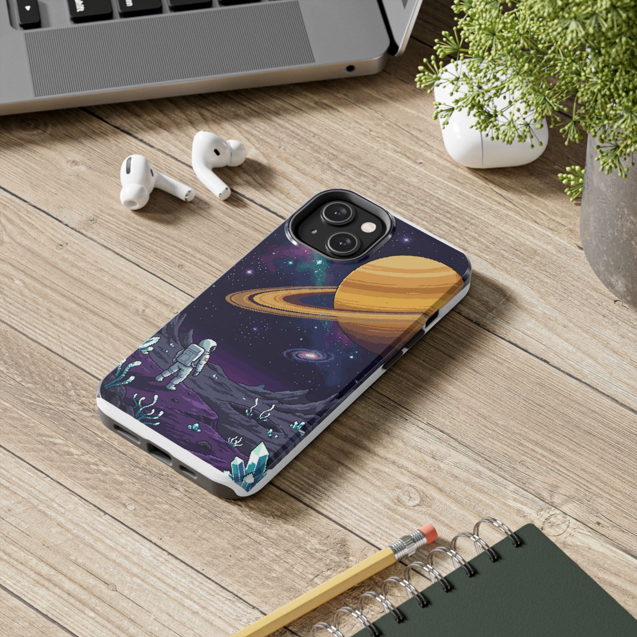 Retro Pixel Astronaut on an Alien World — Tough Phone Case