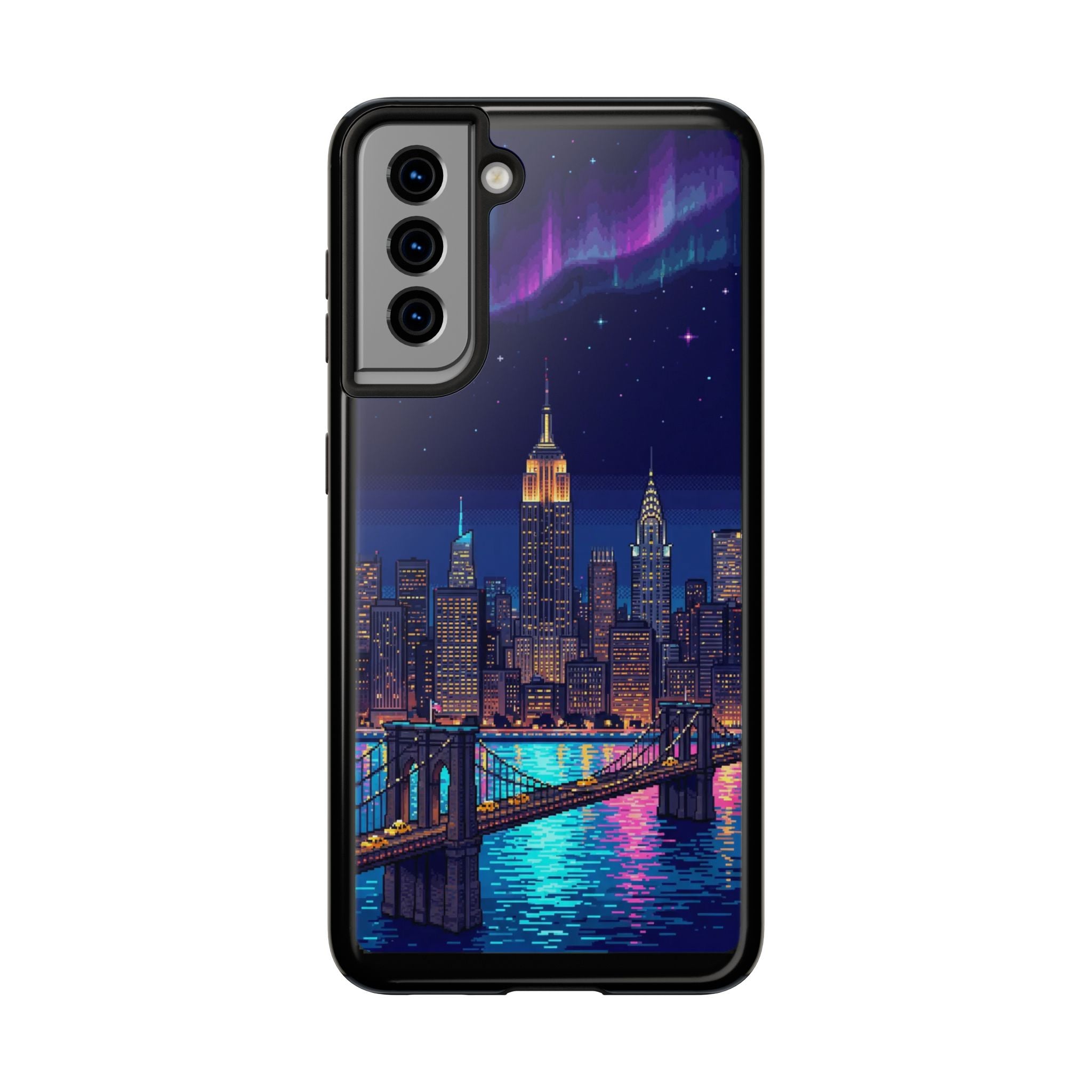 Retro Pixel NYC Skyline at Night — Tough Phone Case