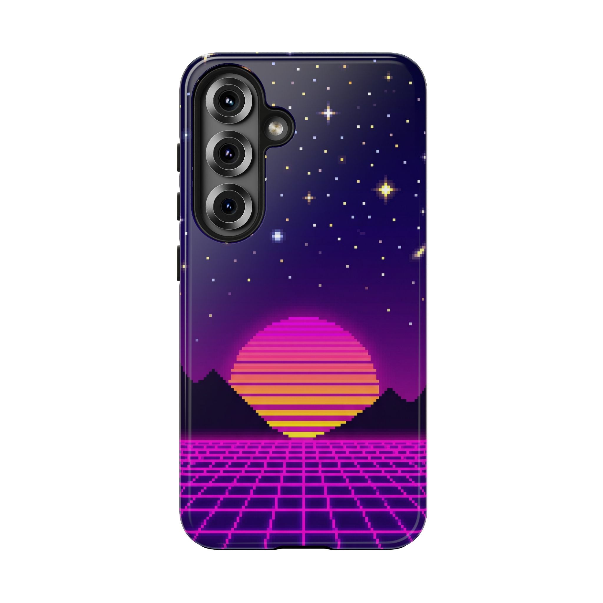 Retro Pixel Neon Grid — Tough Phone Case