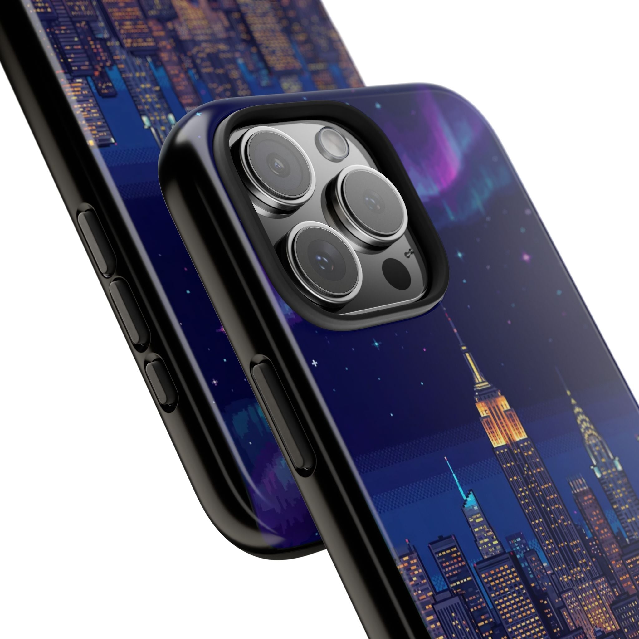 Retro Pixel NYC Skyline at Night — Tough Phone Case