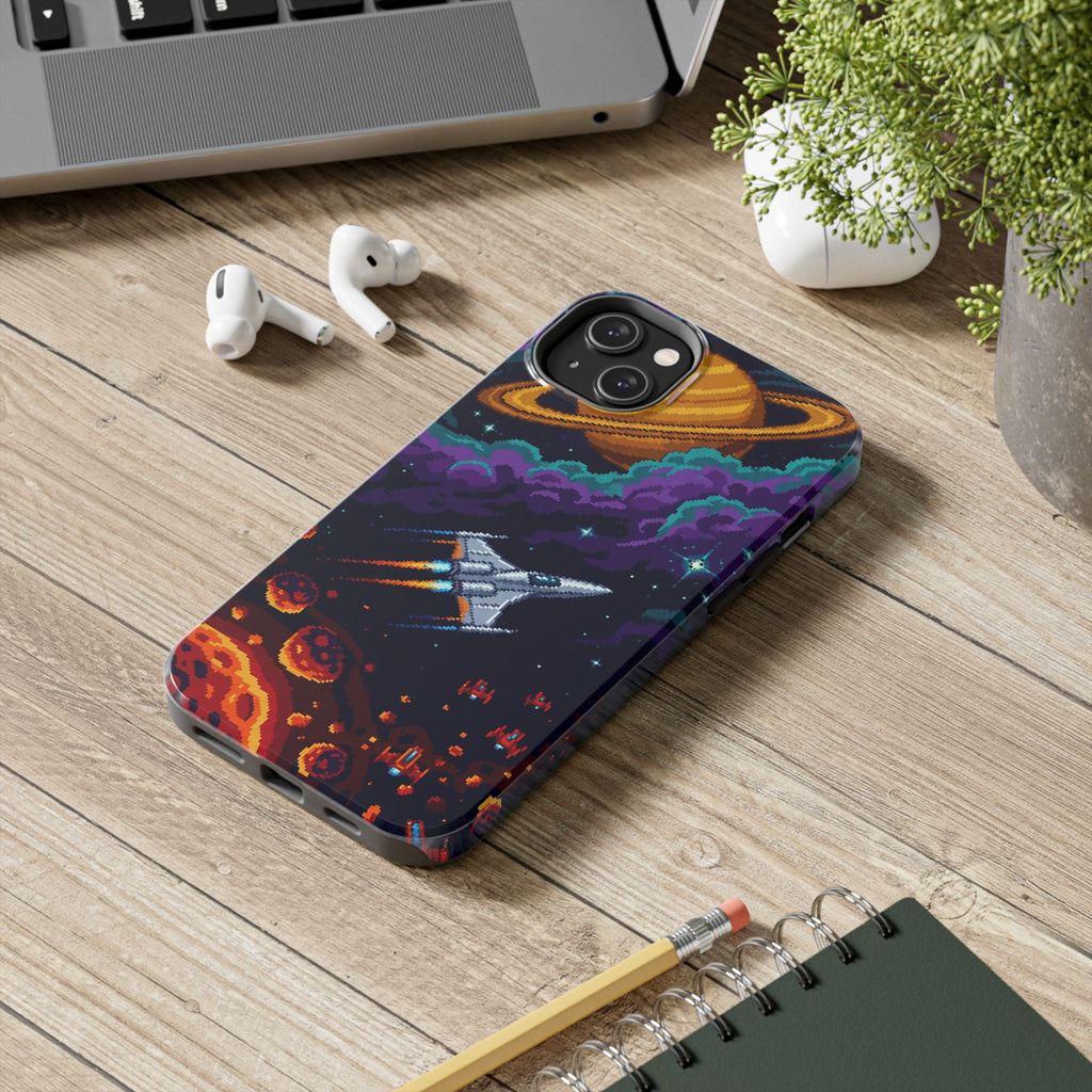 Retro Pixel Galactic Hero — Tough Phone Case