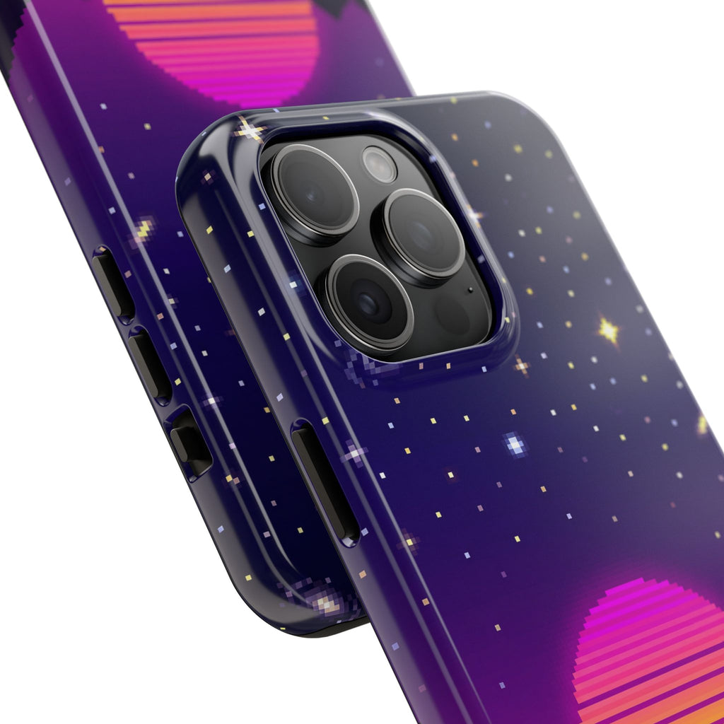Retro Pixel Neon Grid — Tough Phone Case