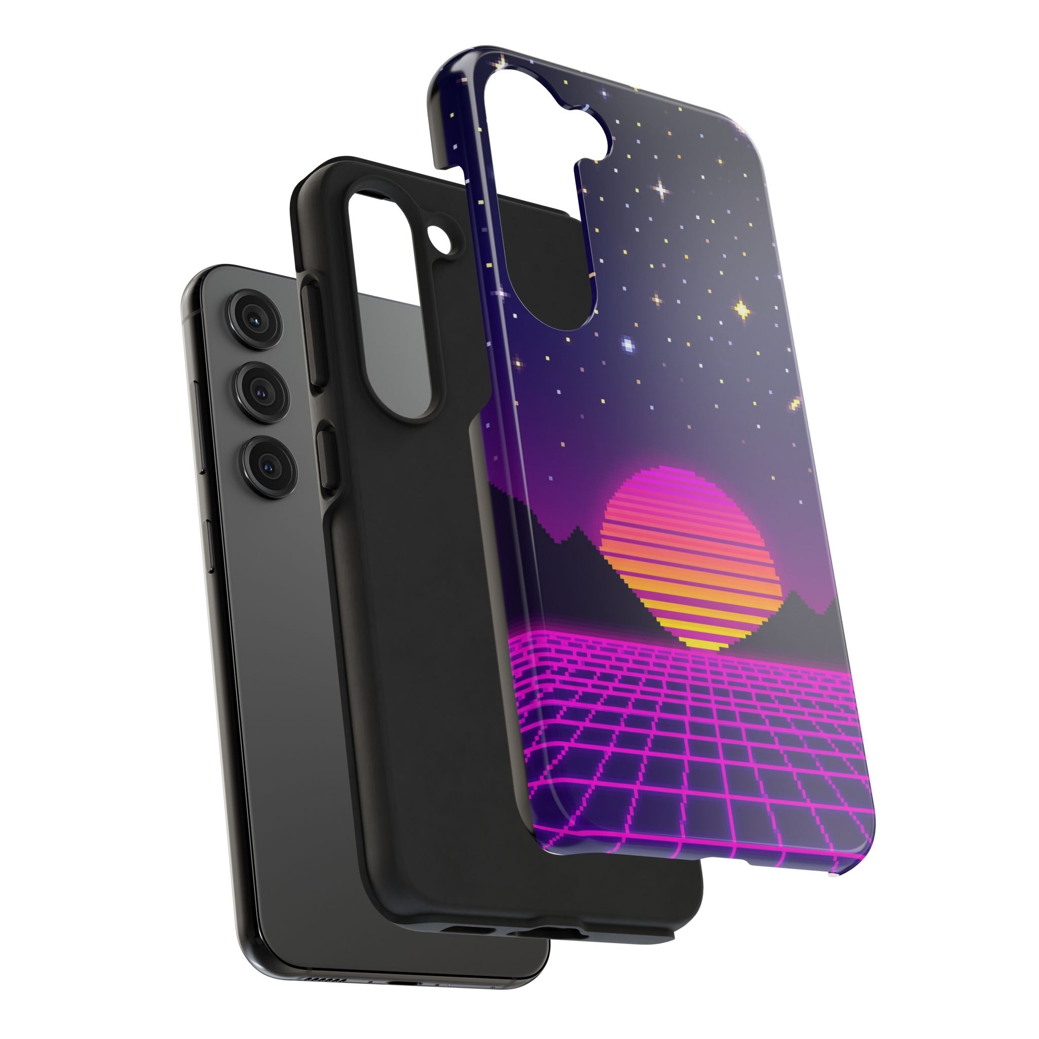 Retro Pixel Neon Grid — Tough Phone Case