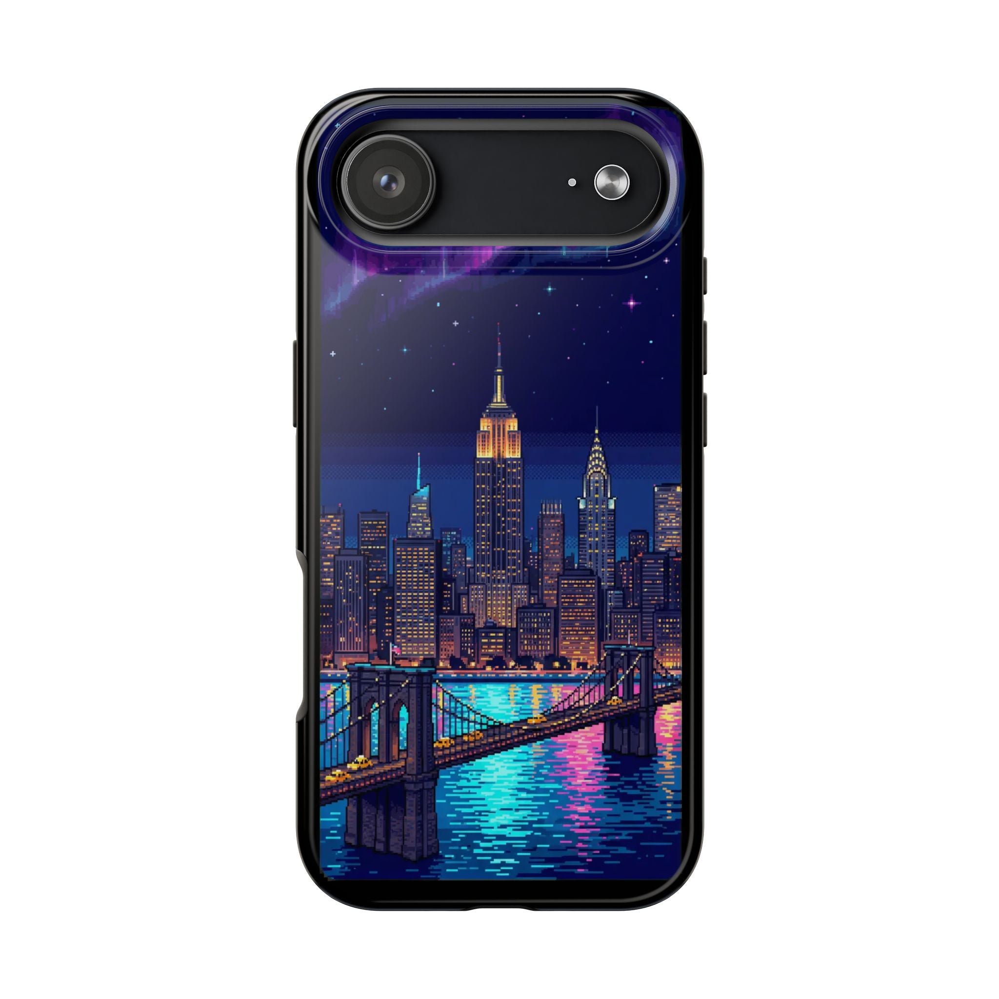 Retro Pixel NYC Skyline at Night — Tough Phone Case