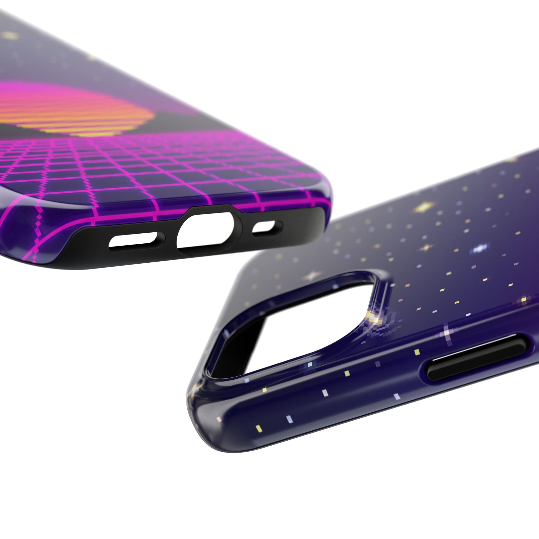 Retro Pixel Neon Grid — Tough Phone Case