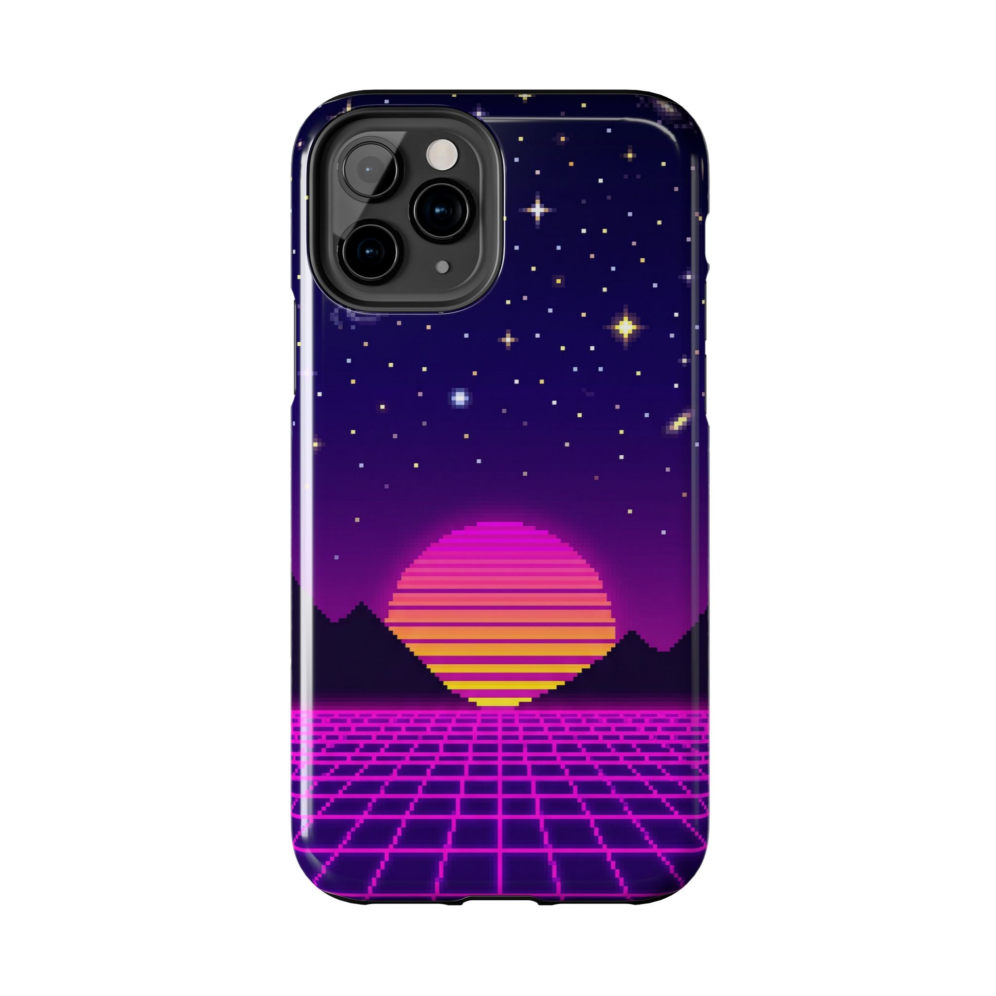 Retro Pixel Neon Grid — Tough Phone Case
