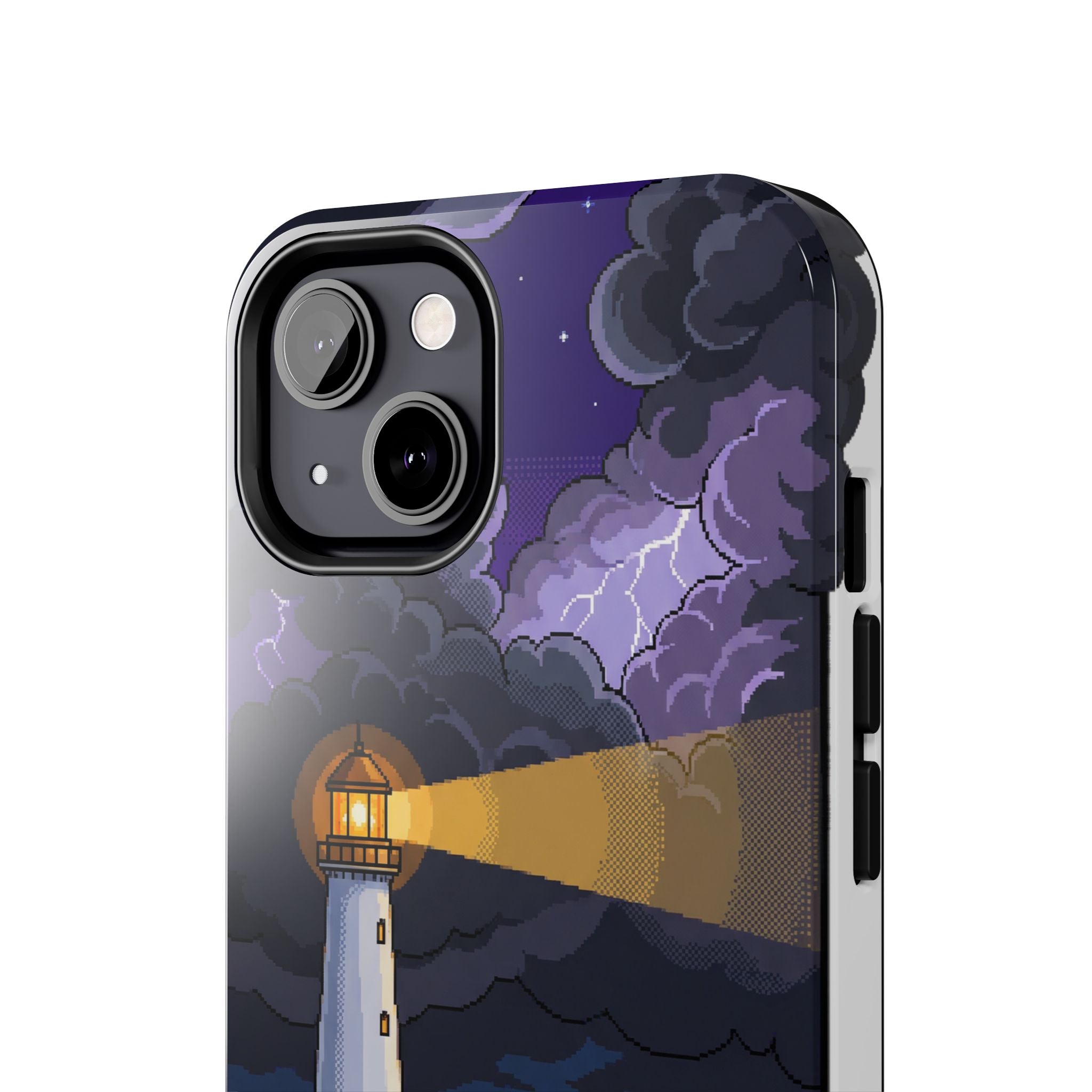 Retro Pixel Lighthouse in the Storm — Tough Phone Case