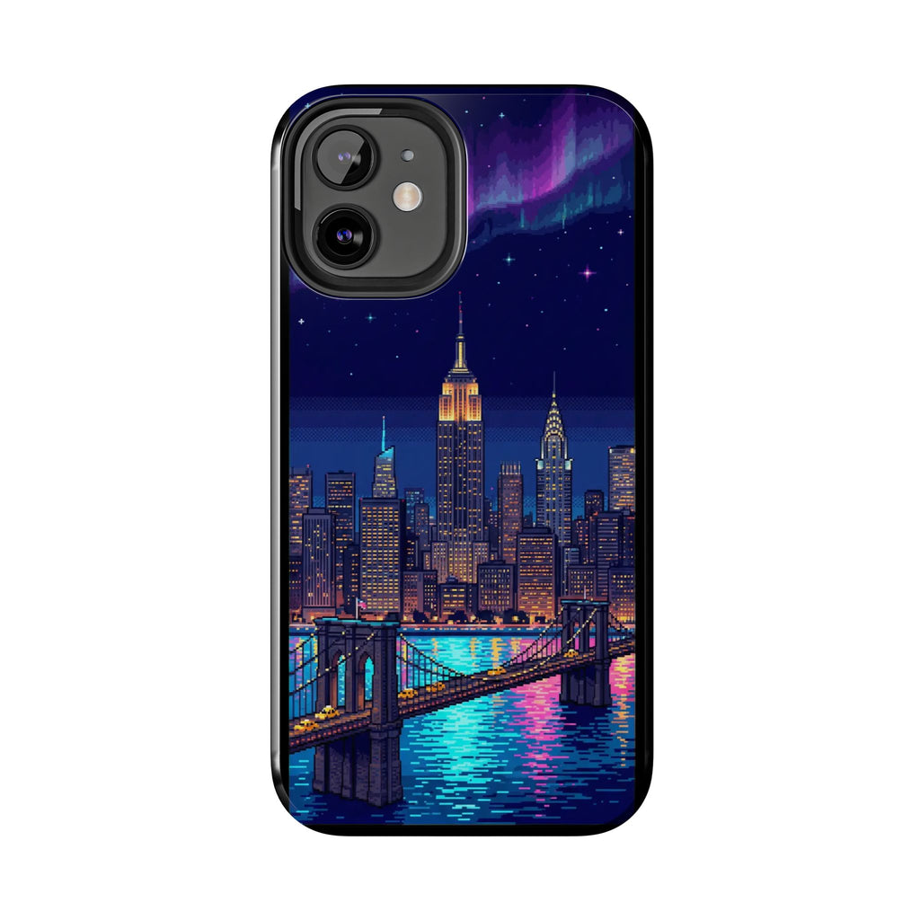 Retro Pixel NYC Skyline at Night — Tough Phone Case