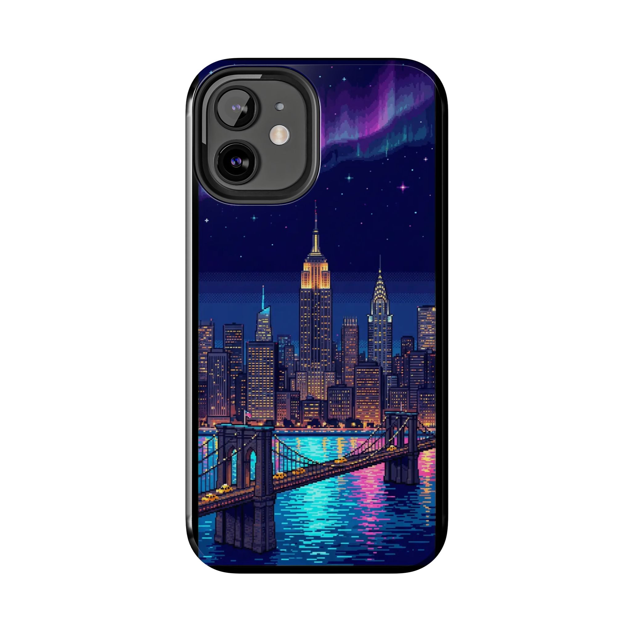 Retro Pixel NYC Skyline at Night — Tough Phone Case