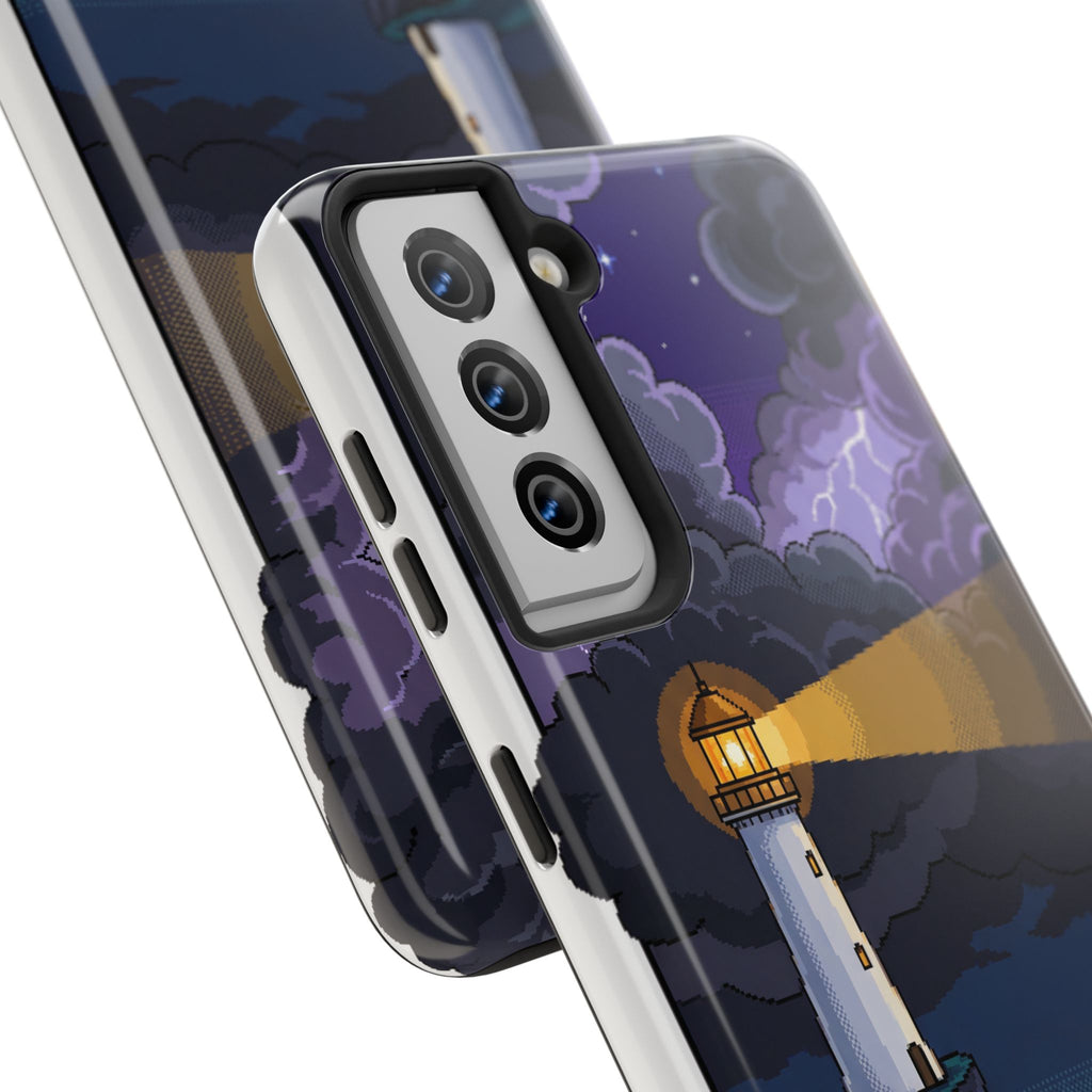 Retro Pixel Lighthouse in the Storm — Tough Phone Case
