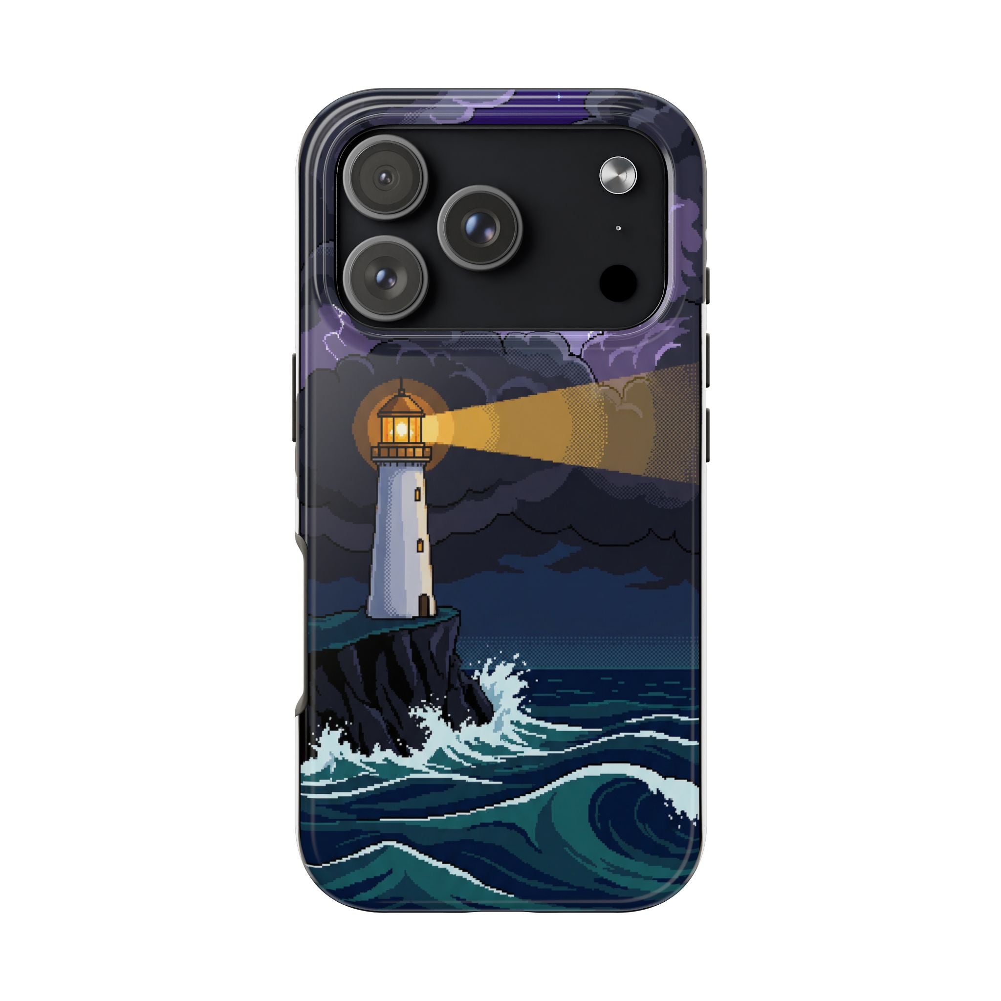 Retro Pixel Lighthouse in the Storm — Tough Phone Case