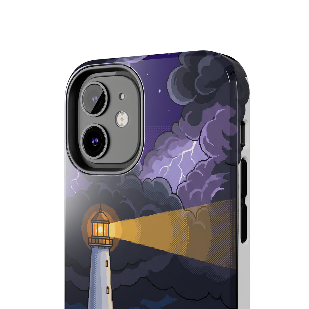 Retro Pixel Lighthouse in the Storm — Tough Phone Case