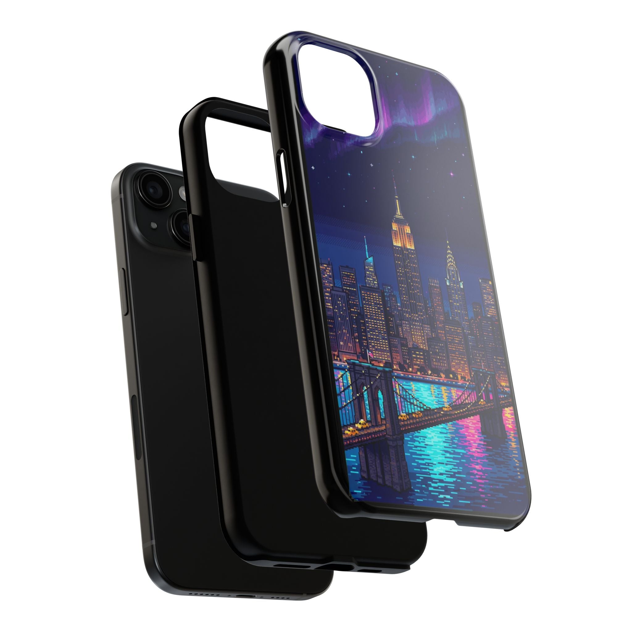 Retro Pixel NYC Skyline at Night — Tough Phone Case