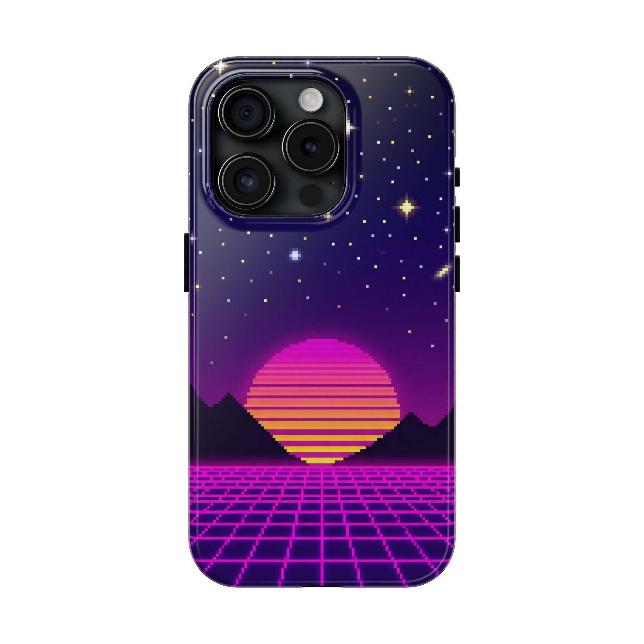 Retro Pixel Neon Grid — Tough Phone Case