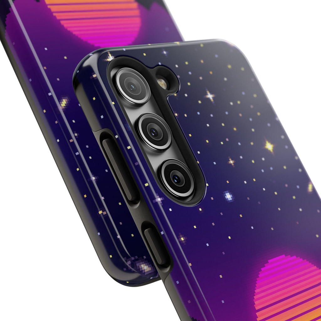 Retro Pixel Neon Grid — Tough Phone Case