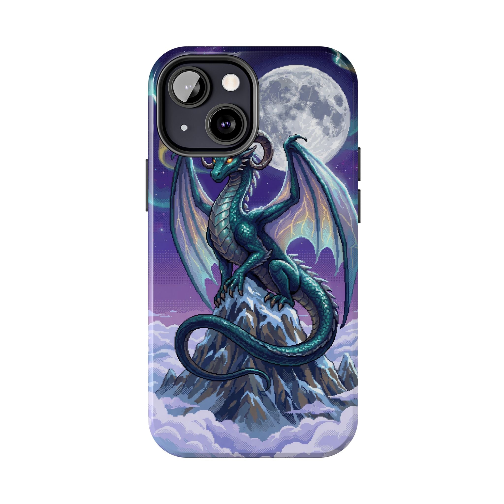 Retro Pixel Dragon on the Mountain Peak — Tough Phone Case