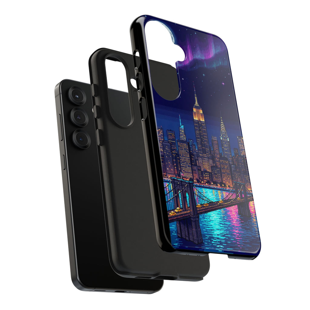 Retro Pixel NYC Skyline at Night — Tough Phone Case