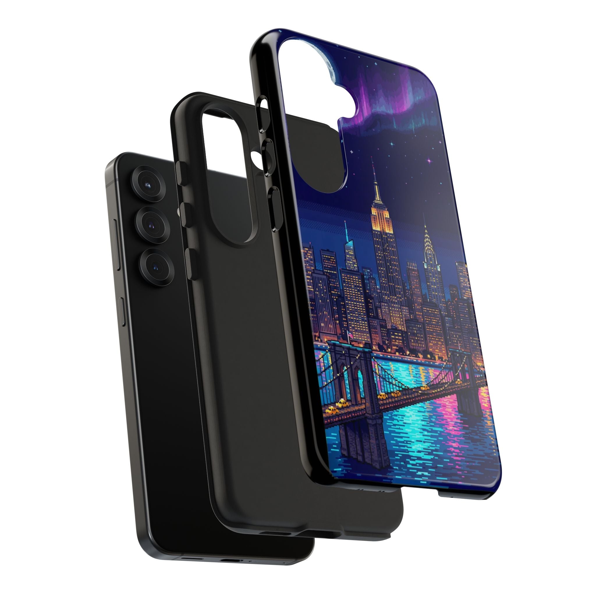 Retro Pixel NYC Skyline at Night — Tough Phone Case