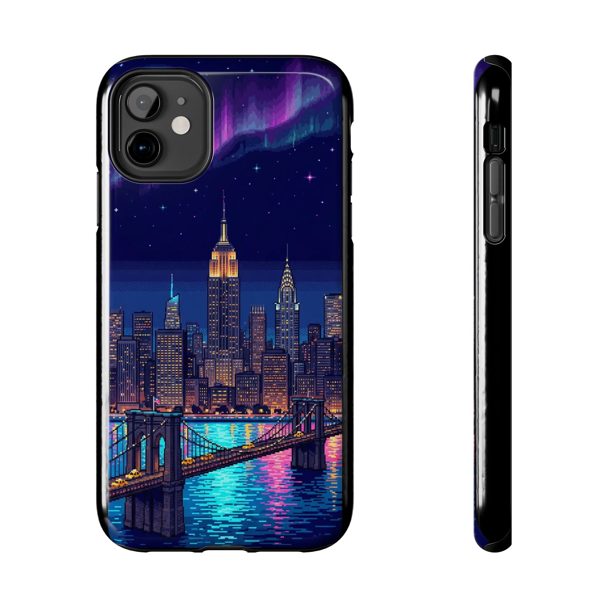 Retro Pixel NYC Skyline at Night — Tough Phone Case