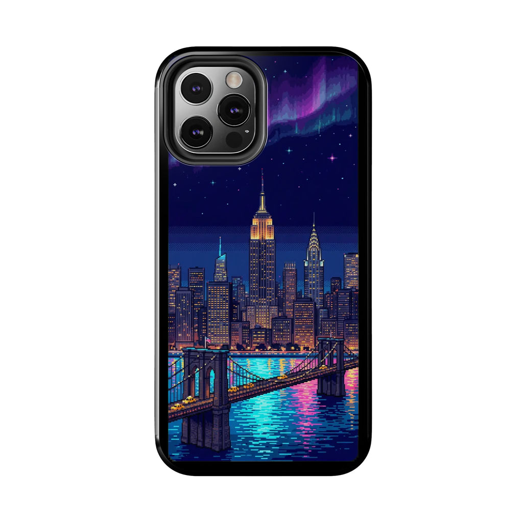 Retro Pixel NYC Skyline at Night — Tough Phone Case