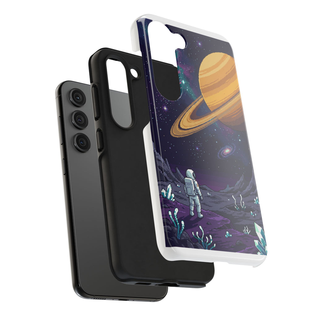 Retro Pixel Astronaut on an Alien World — Tough Phone Case