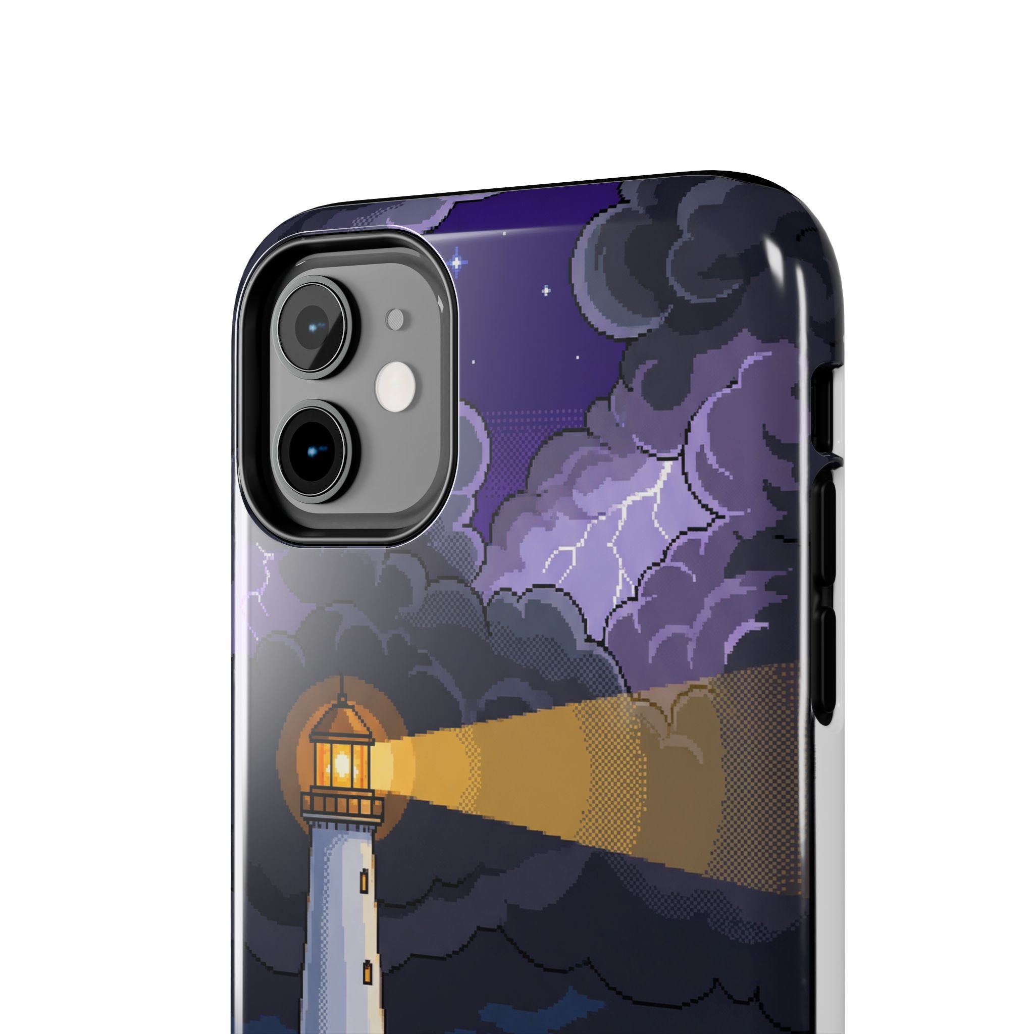 Retro Pixel Lighthouse in the Storm — Tough Phone Case