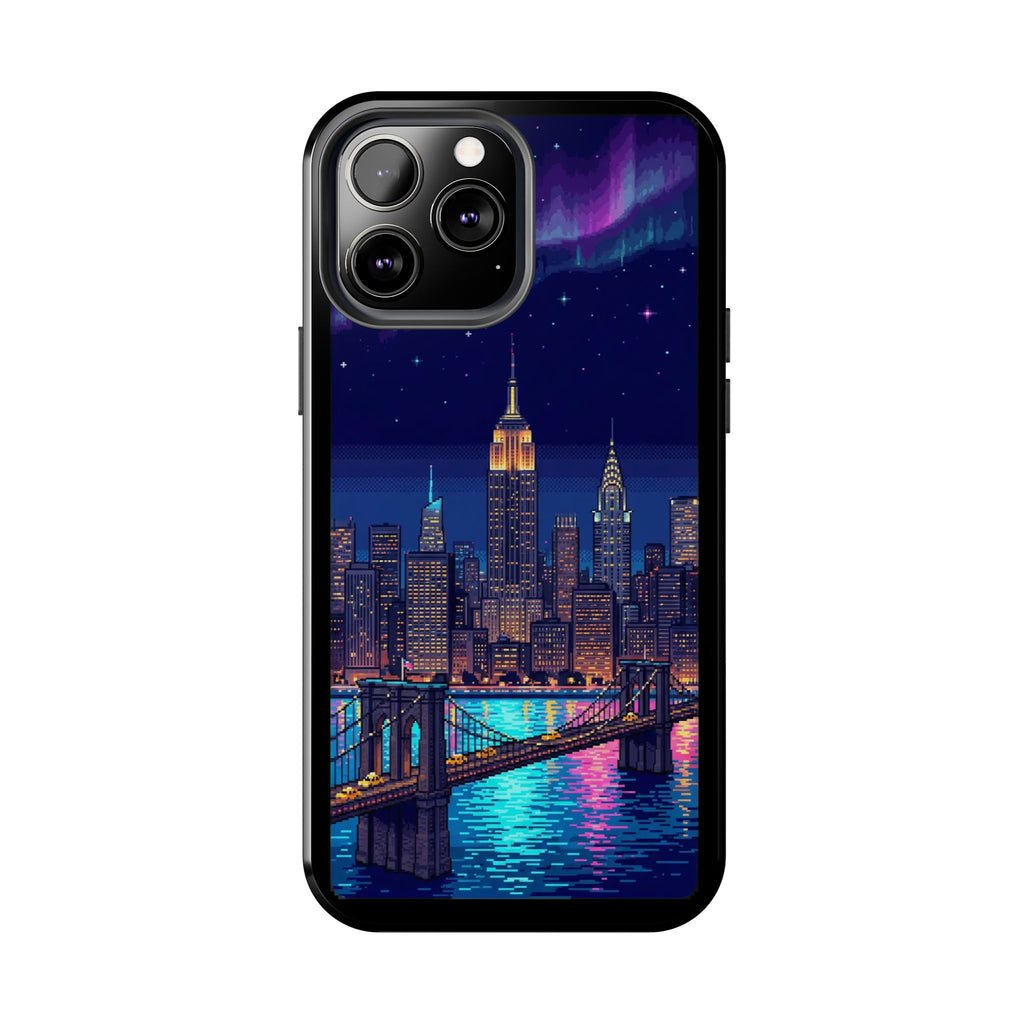 Retro Pixel NYC Skyline at Night — Tough Phone Case