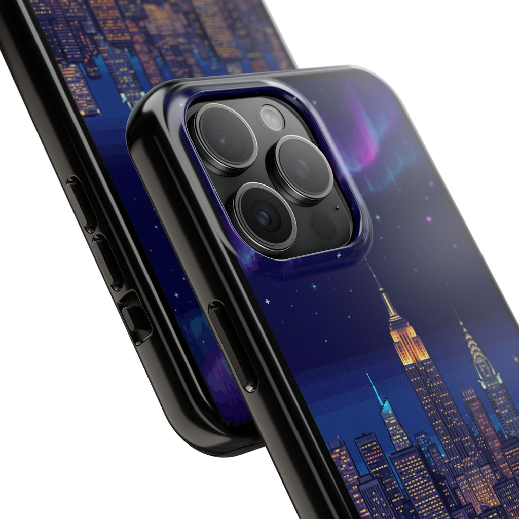 Retro Pixel NYC Skyline at Night — Tough Phone Case