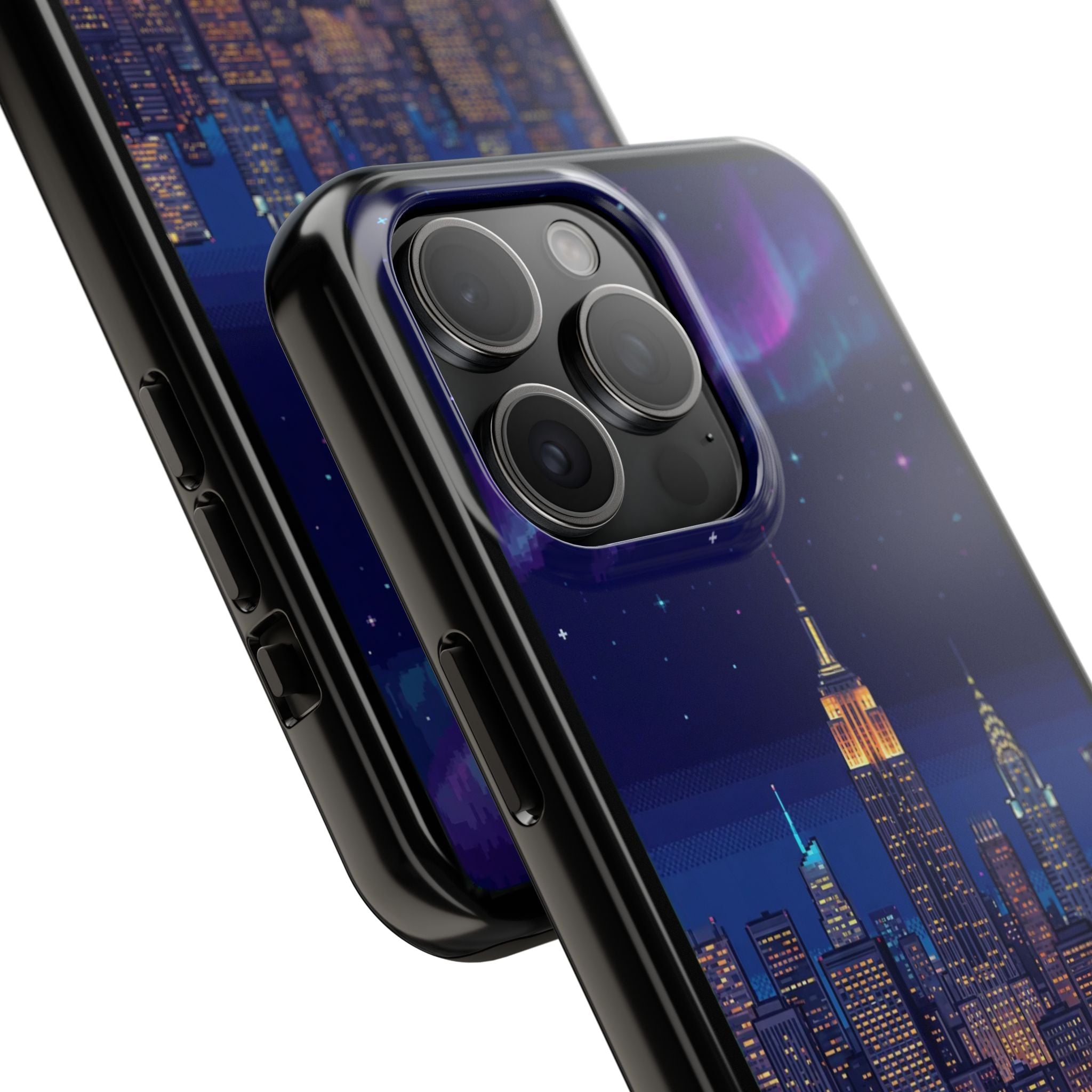 Retro Pixel NYC Skyline at Night — Tough Phone Case