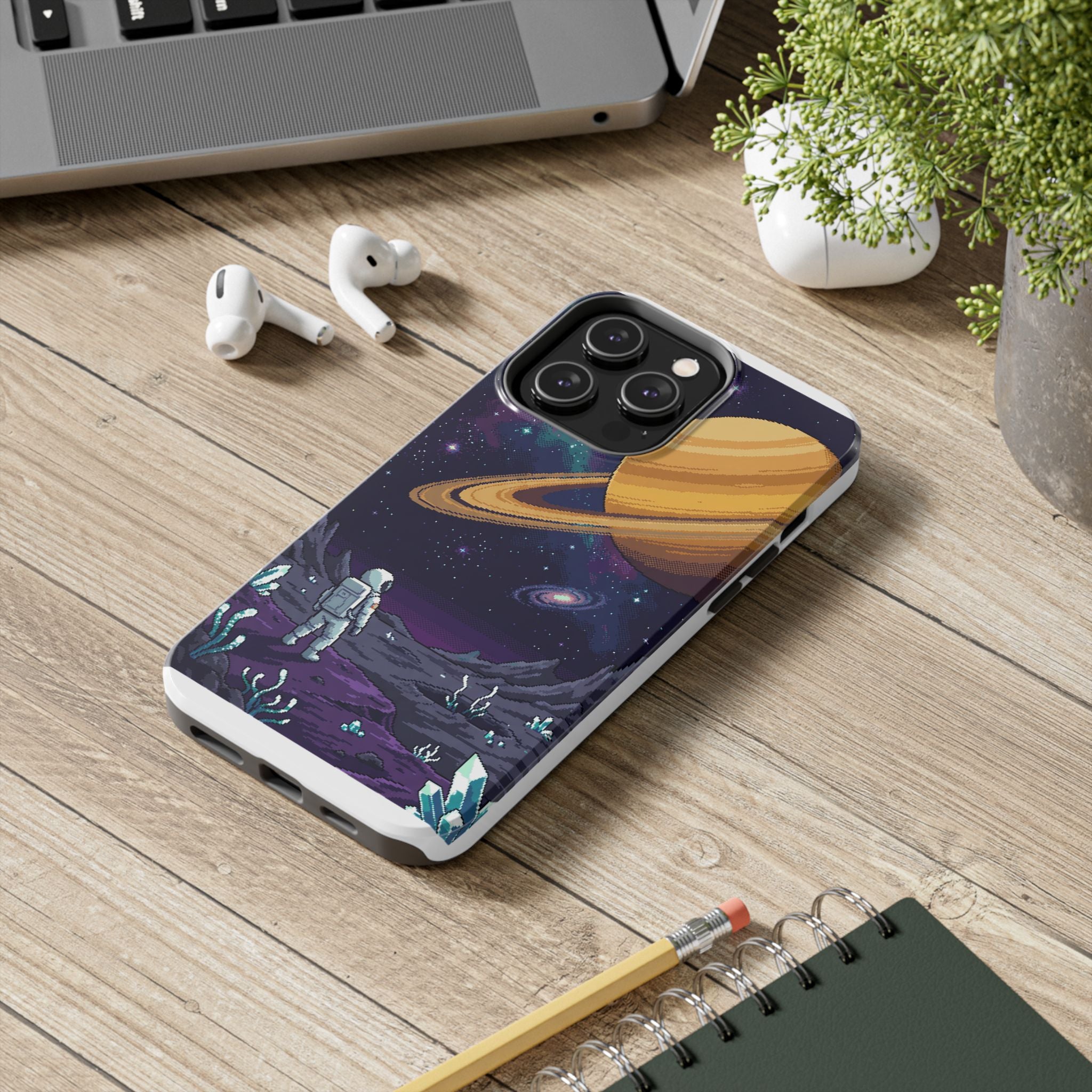 Retro Pixel Astronaut on an Alien World — Tough Phone Case