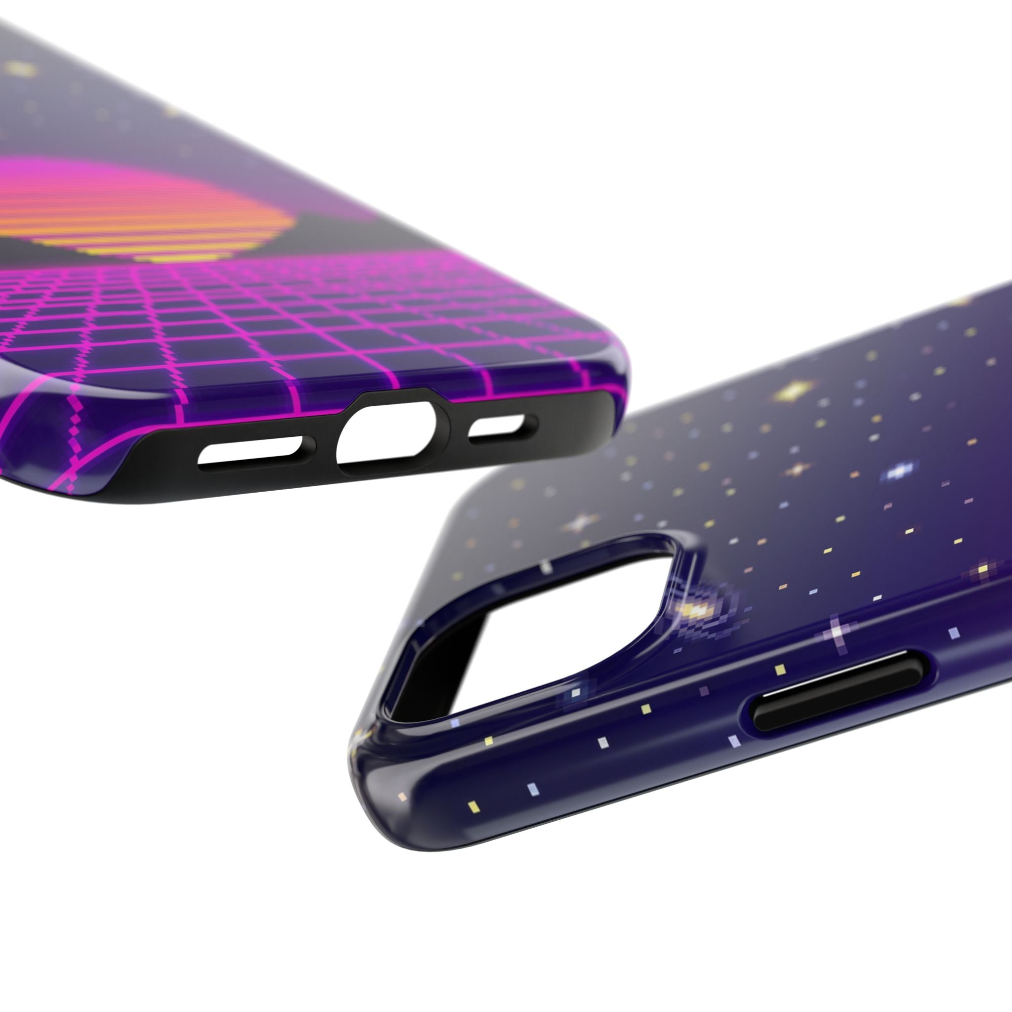 Retro Pixel Neon Grid — Tough Phone Case