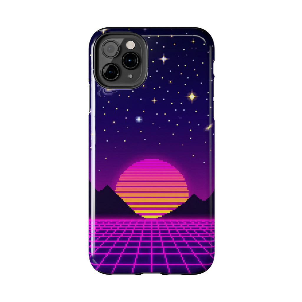 Retro Pixel Neon Grid — Tough Phone Case