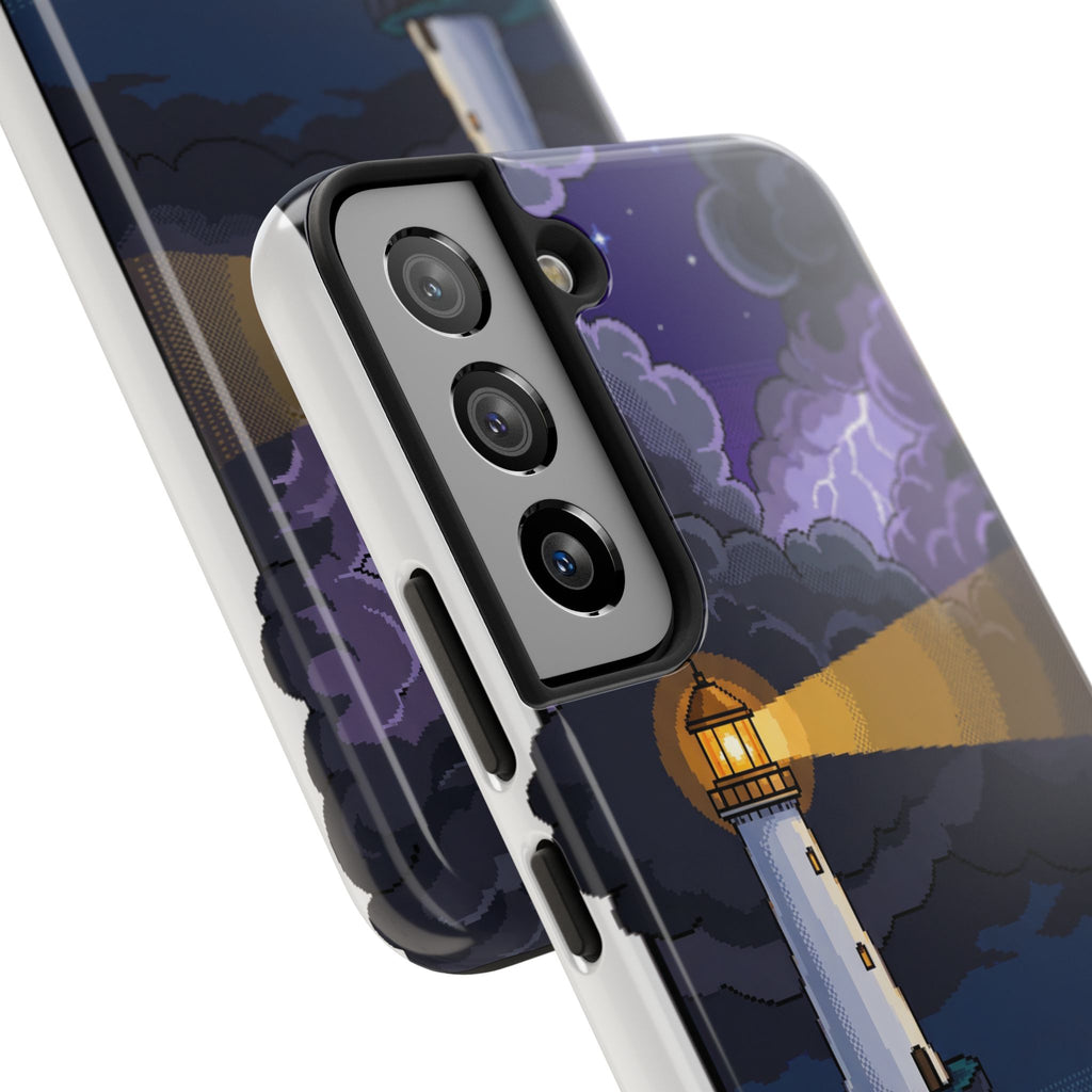 Retro Pixel Lighthouse in the Storm — Tough Phone Case