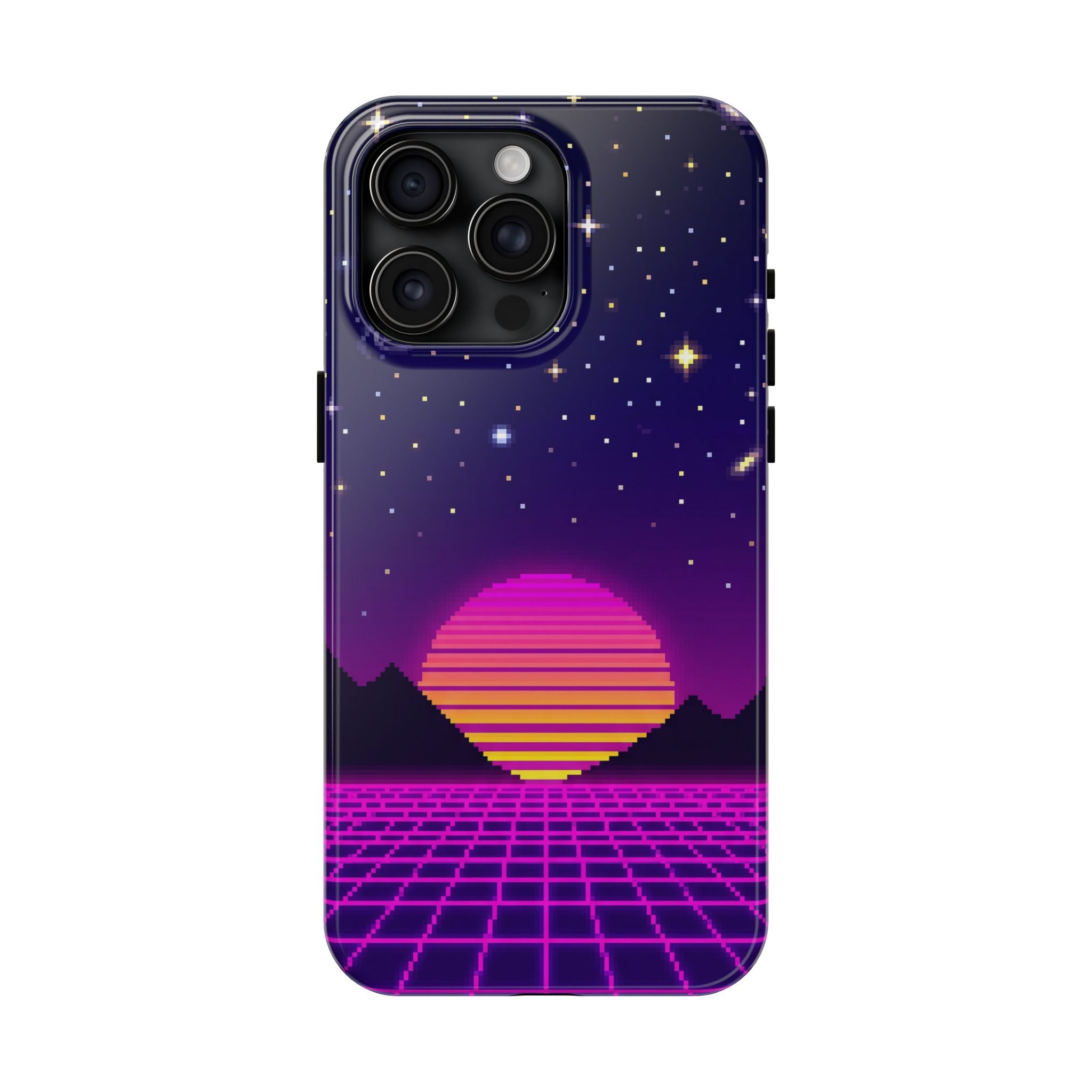 Retro Pixel Neon Grid — Tough Phone Case