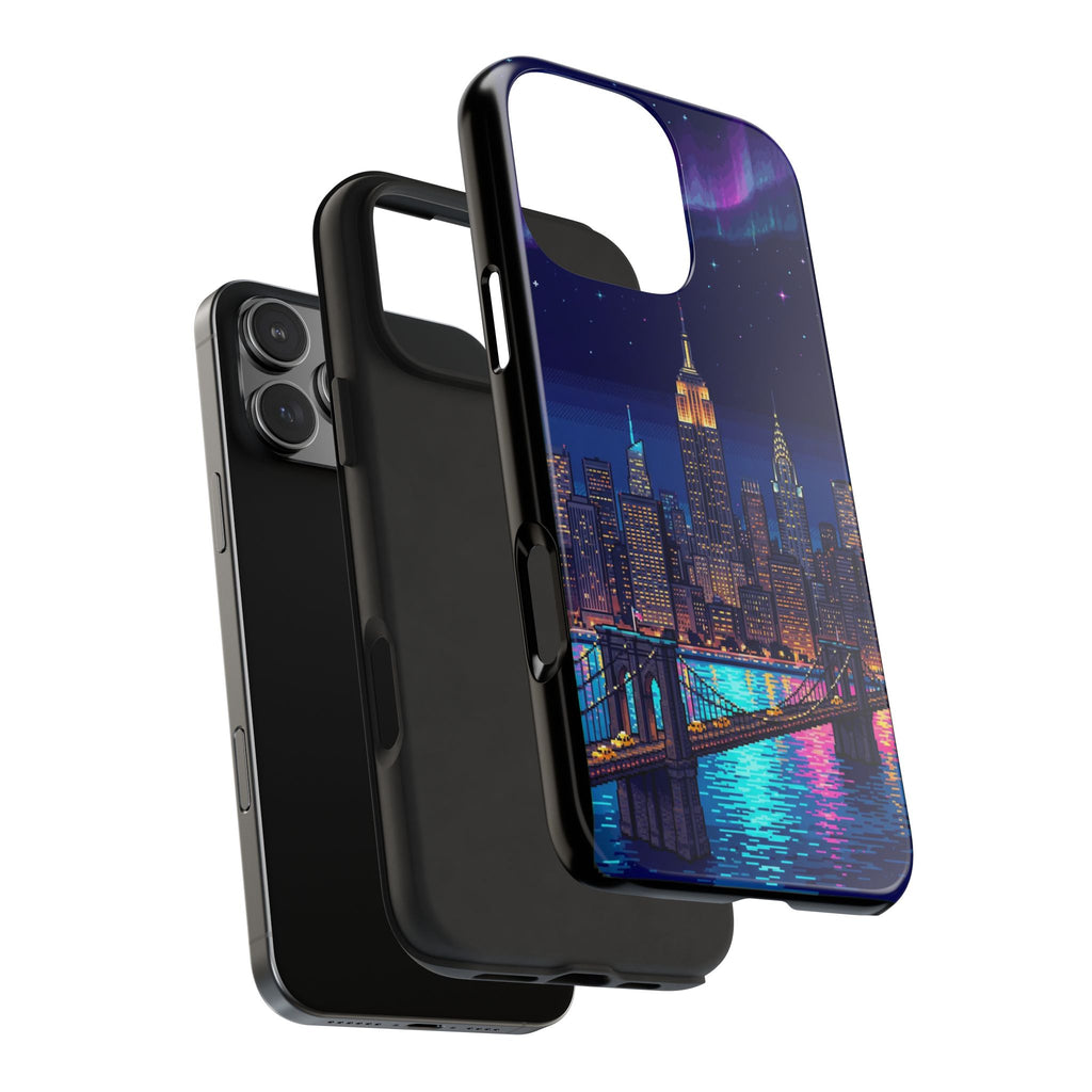 Retro Pixel NYC Skyline at Night — Tough Phone Case