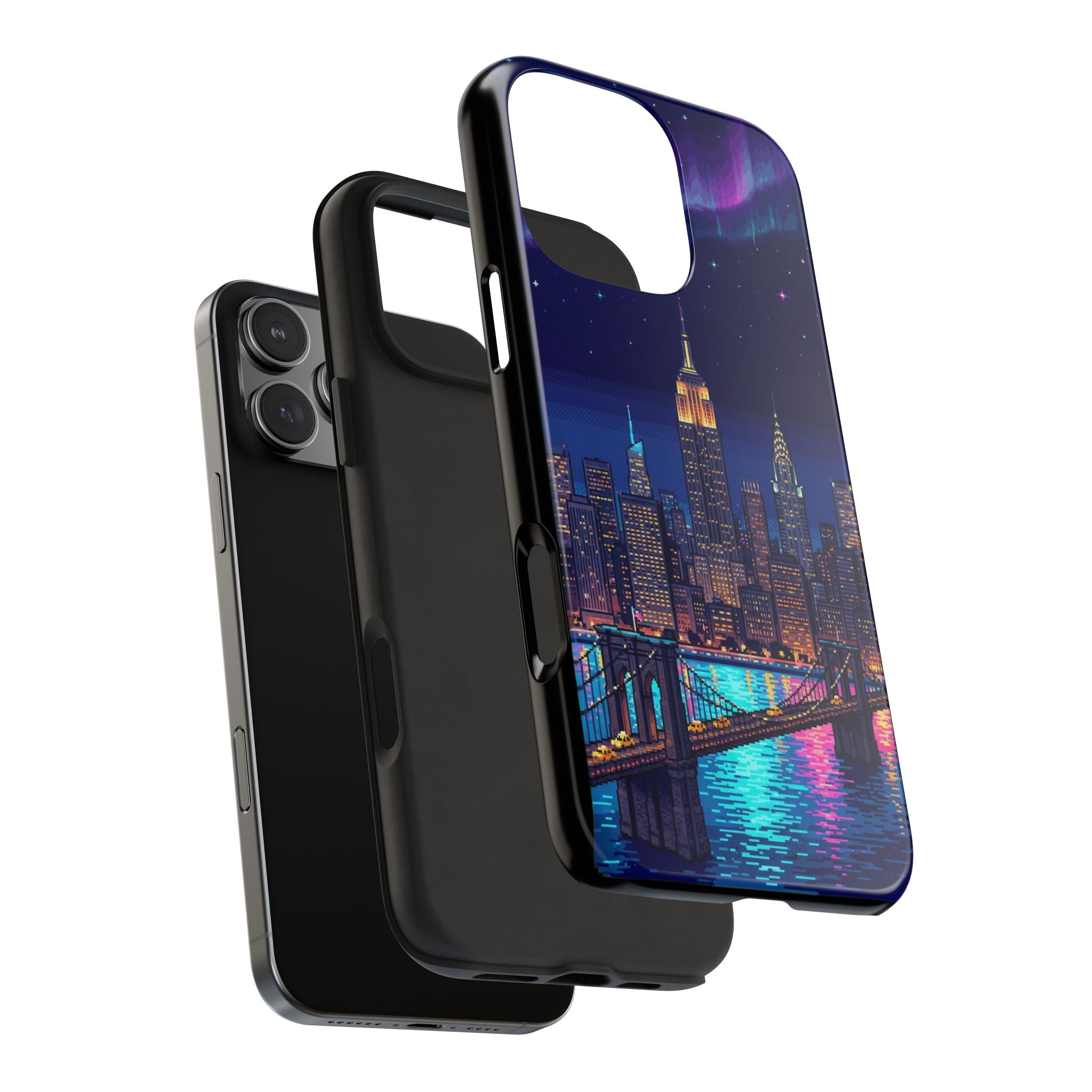 Retro Pixel NYC Skyline at Night — Tough Phone Case