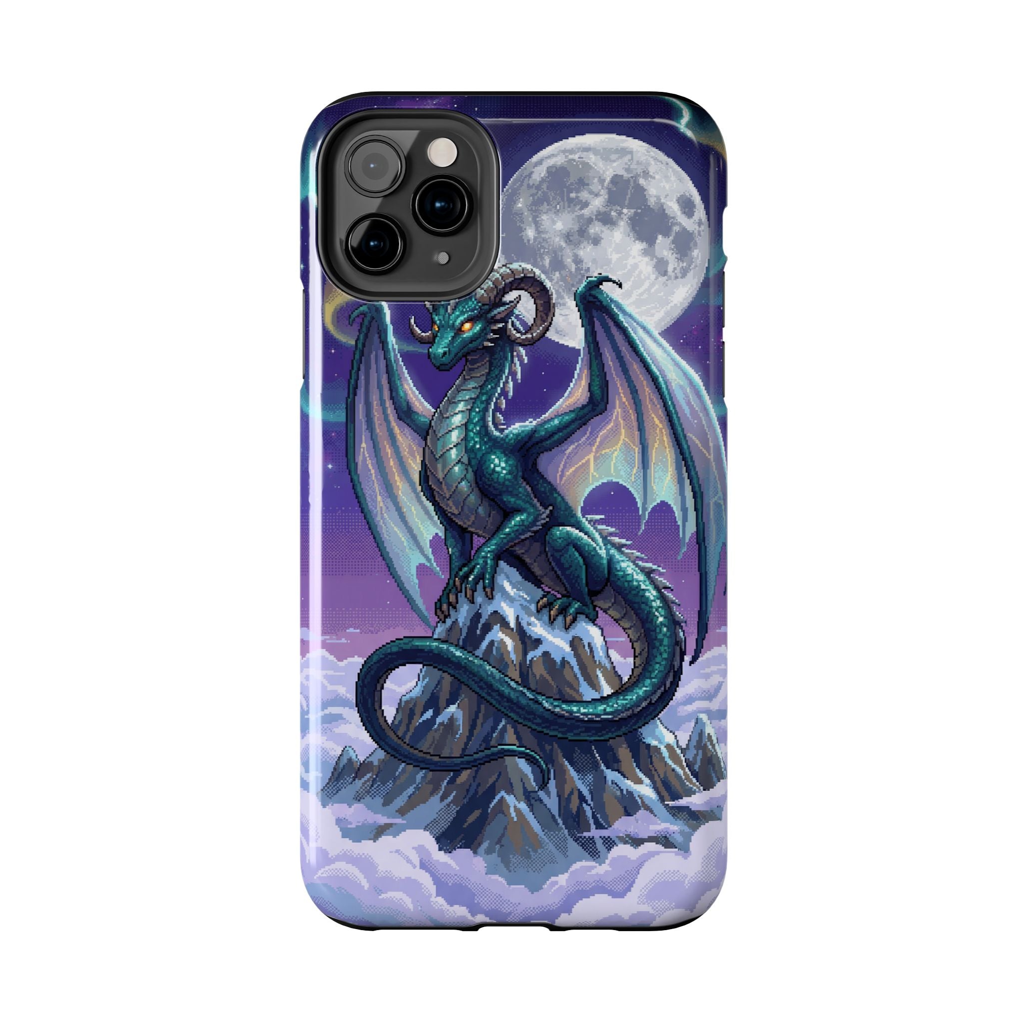 Retro Pixel Dragon on the Mountain Peak — Tough Phone Case