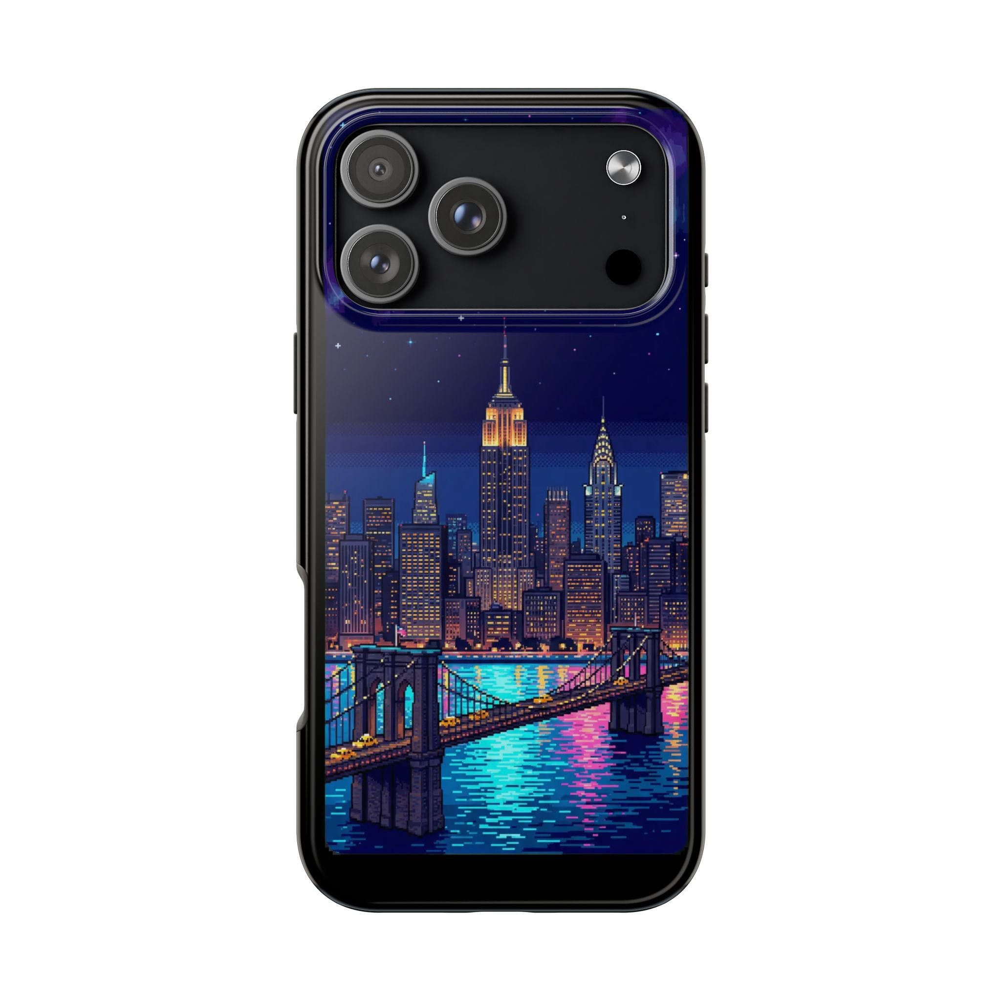 Retro Pixel NYC Skyline at Night — Tough Phone Case