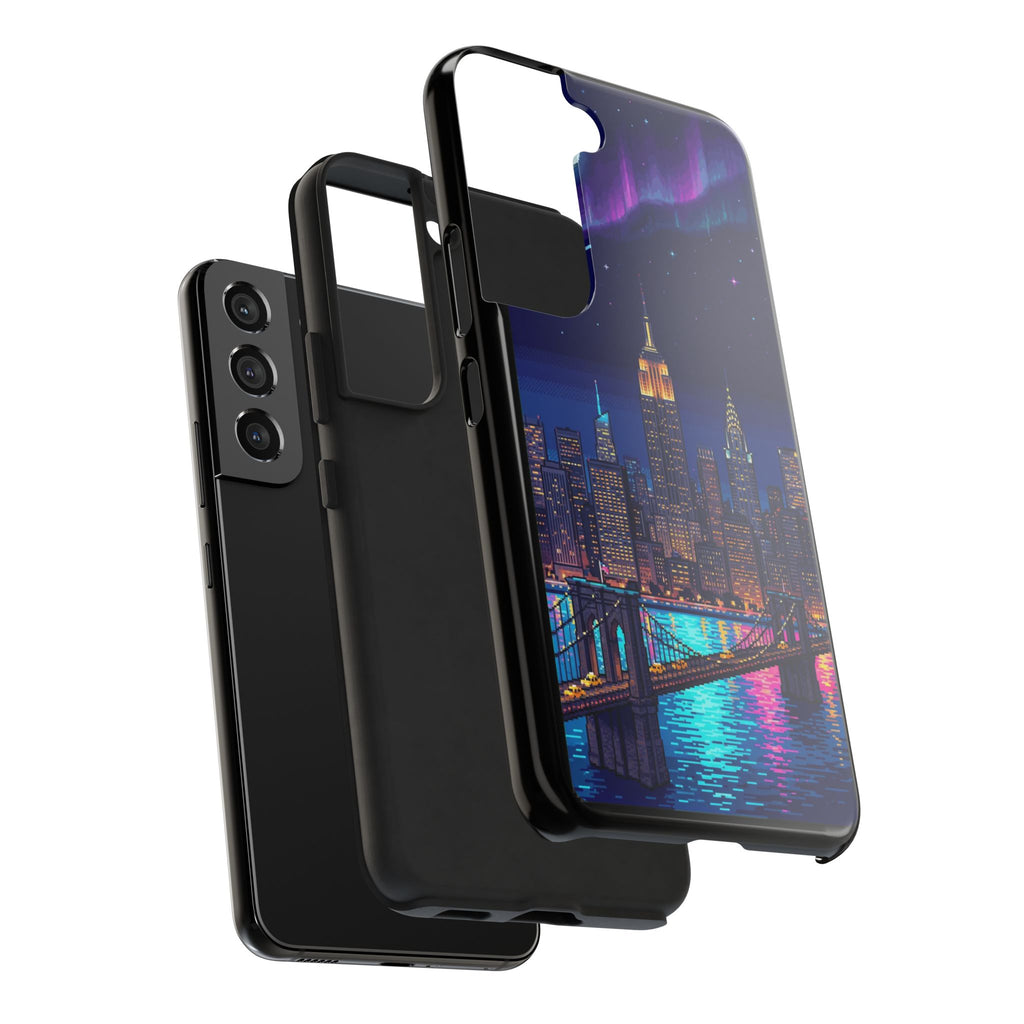 Retro Pixel NYC Skyline at Night — Tough Phone Case