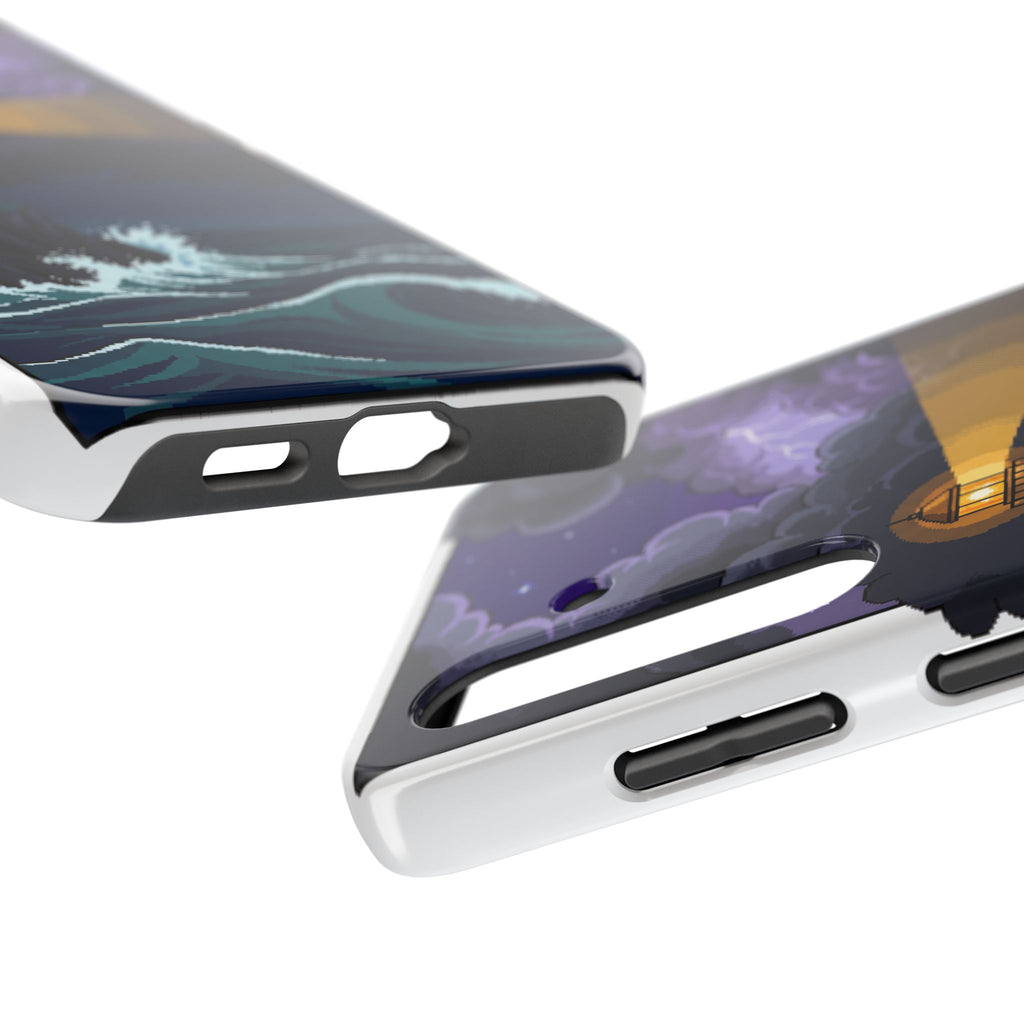 Retro Pixel Lighthouse in the Storm — Tough Phone Case