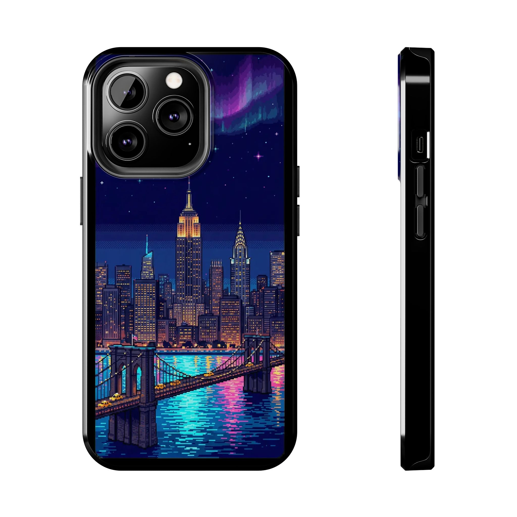 Retro Pixel NYC Skyline at Night — Tough Phone Case