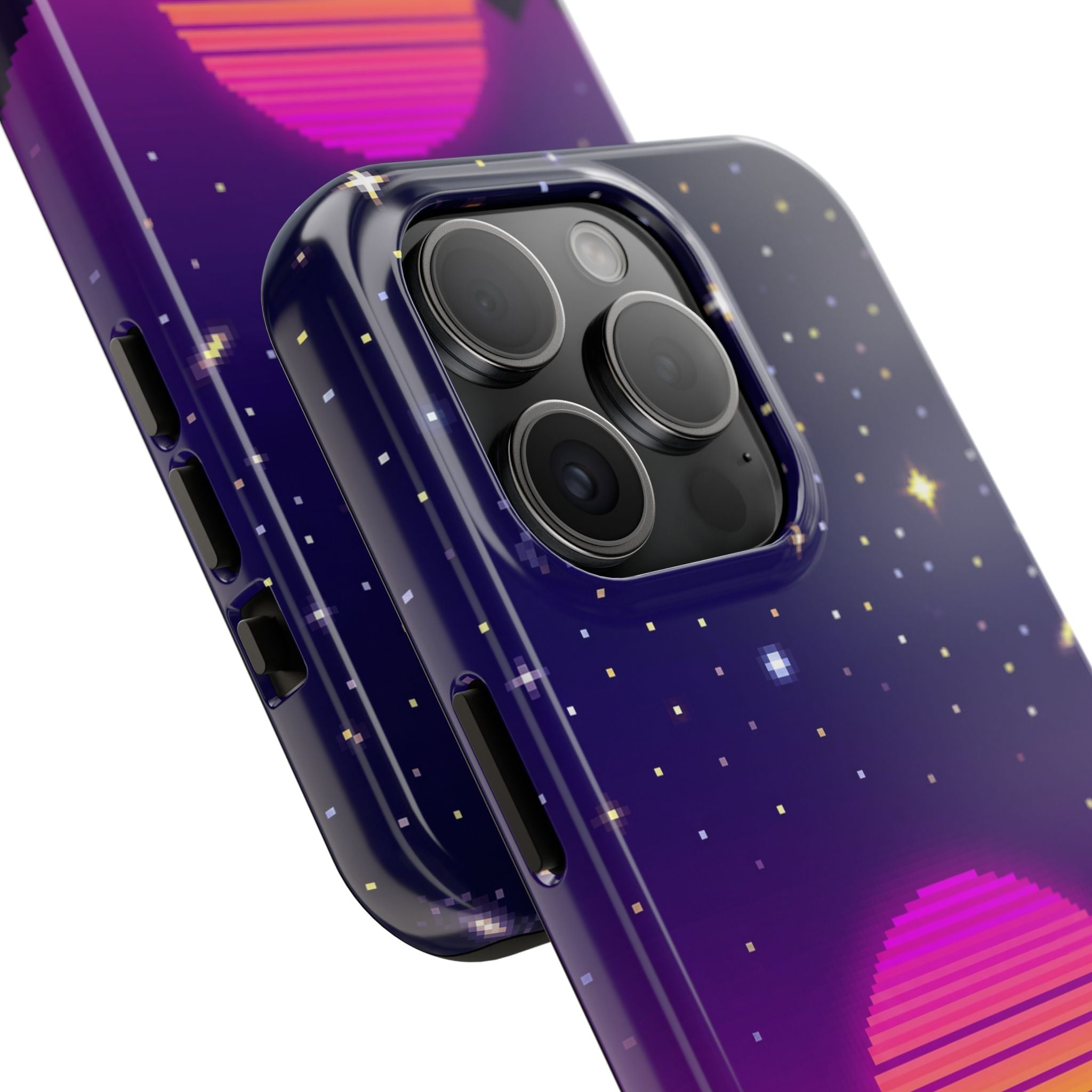 Retro Pixel Neon Grid — Tough Phone Case