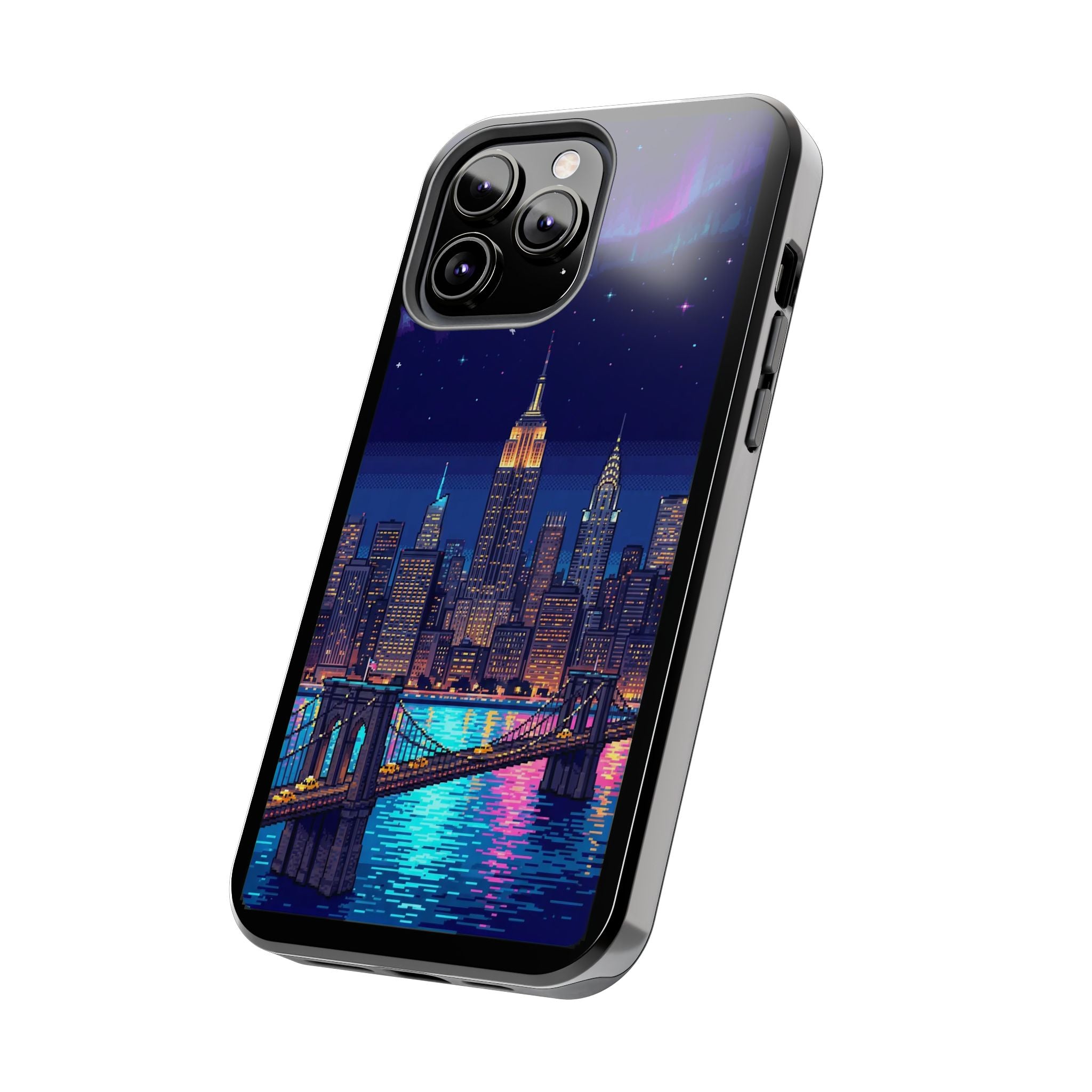 Retro Pixel NYC Skyline at Night — Tough Phone Case